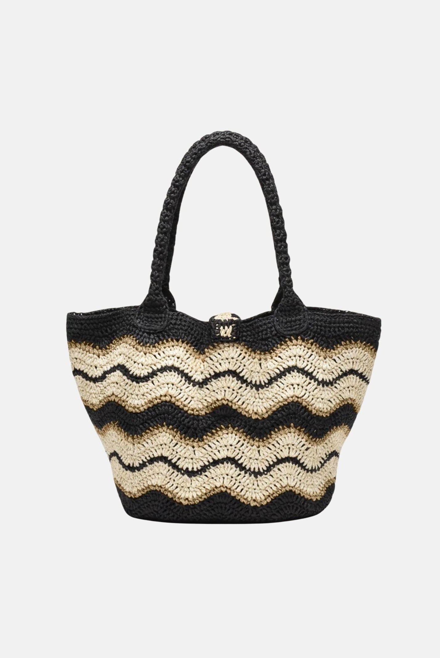 F**K Borsa a spalla nera e beige da donna con motivo a onde FA26-SW0061BK . F**K
