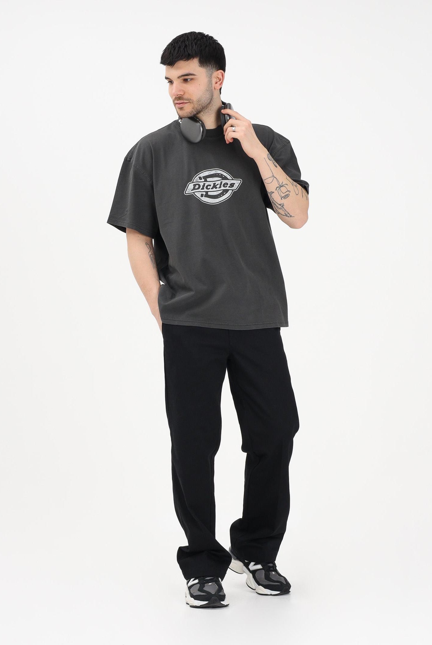 DICKIES T-shirt a manica corta Plainville grigia da uomo DK0A88GNBLK1 . DIckies