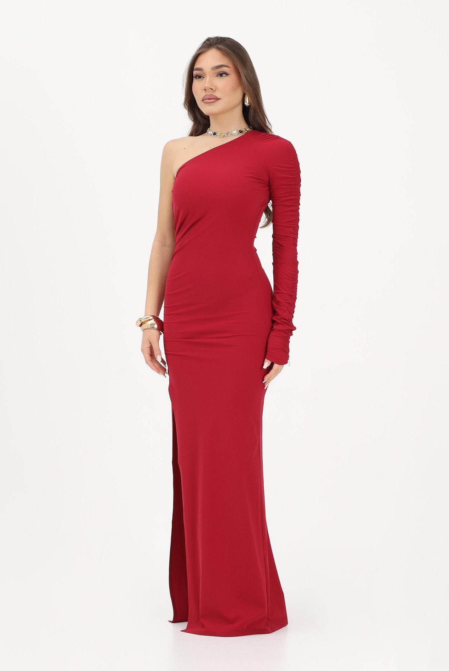 PATRIZIA PEPE Abito lungo monospalla rosso da donna 2A3012JZ26 R894 PATRIZIA PEPE