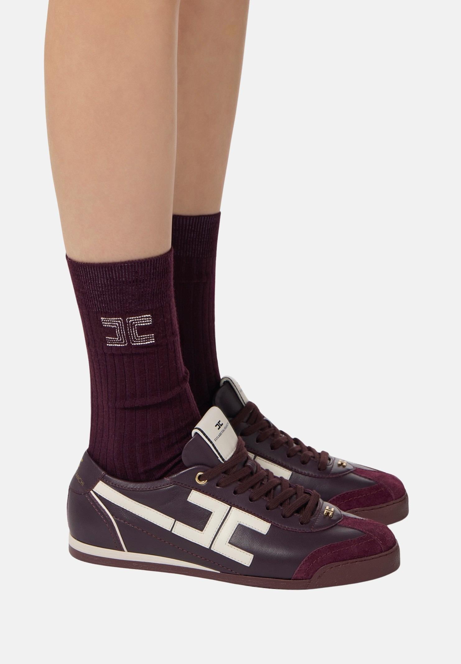 ELISABETTA FRANCHI Calzini bordeaux da donna con logo ricamato CZ01A56E2 EH8 ELISABETTA FRANCHI