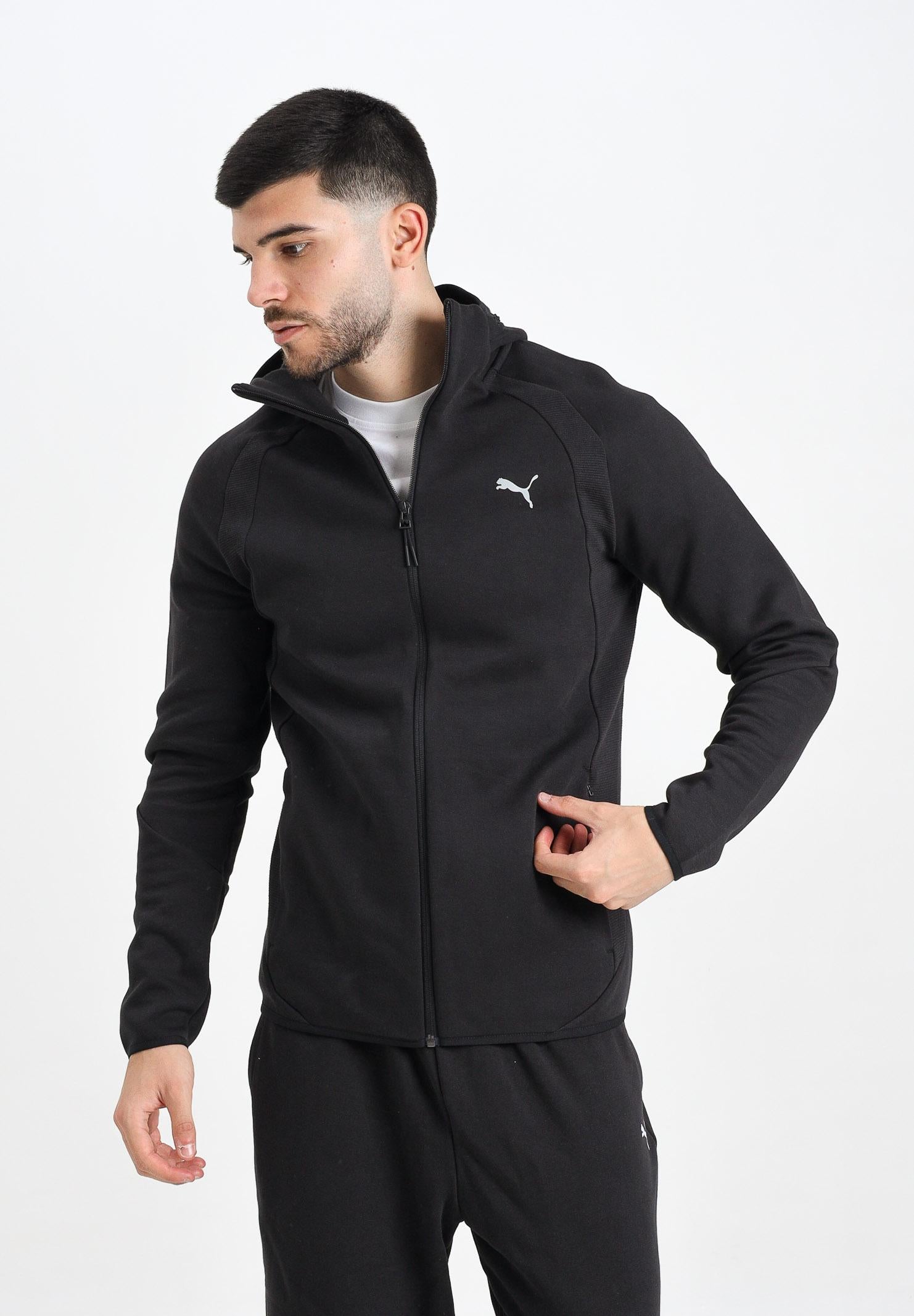 PUMA Felpa con zip Evostripe nera da uomo 688231 01 PUMA