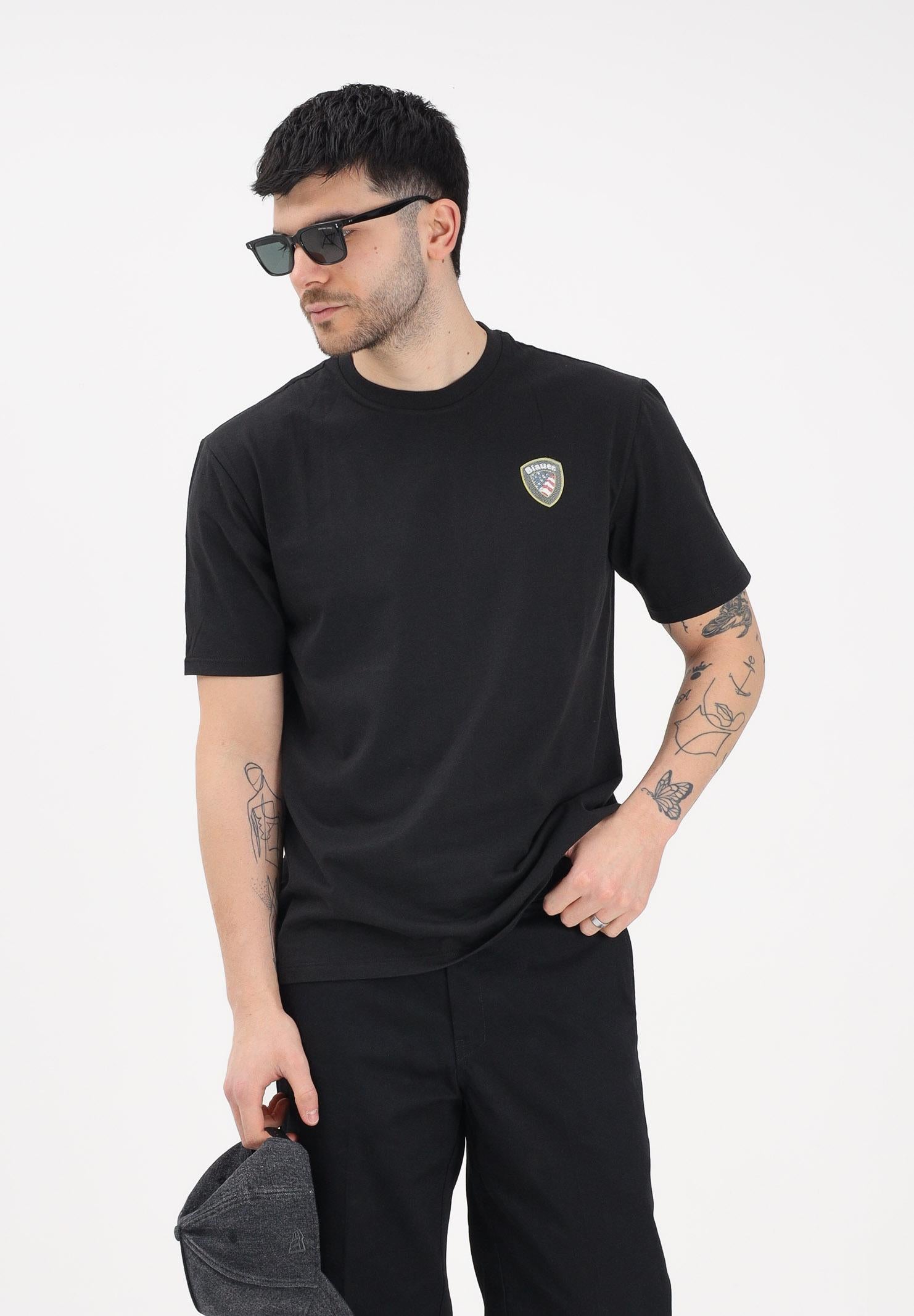 BLAUER T-shirt a manica corta FAXON nera da uomo con logo 26SBLUH02284-007480 999 BLAUER
