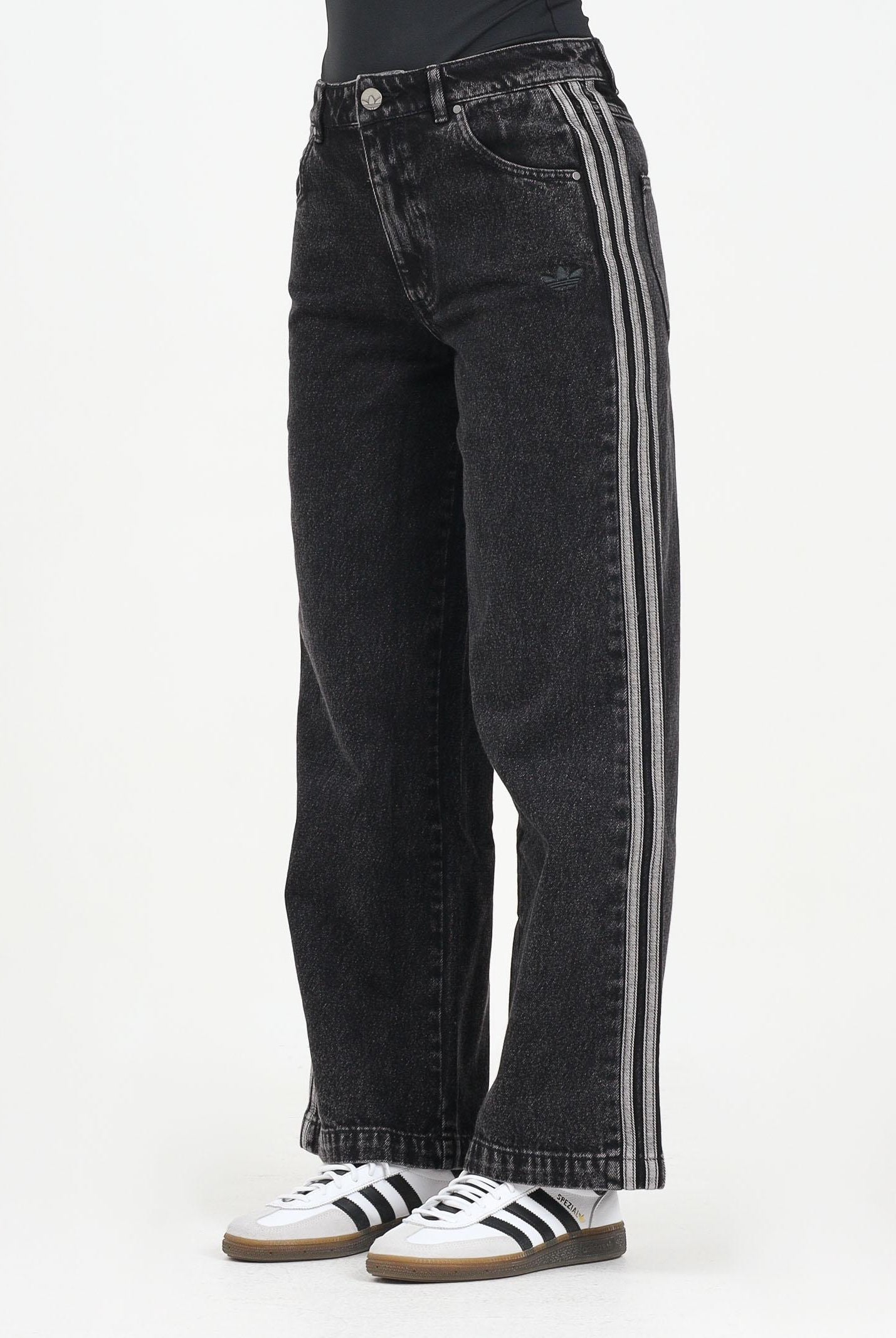 ADIDAS ORIGINALS Jeans adicolor Denim 3-Stripe nero da donna JD3109 . ADIDAS ORIGINALS