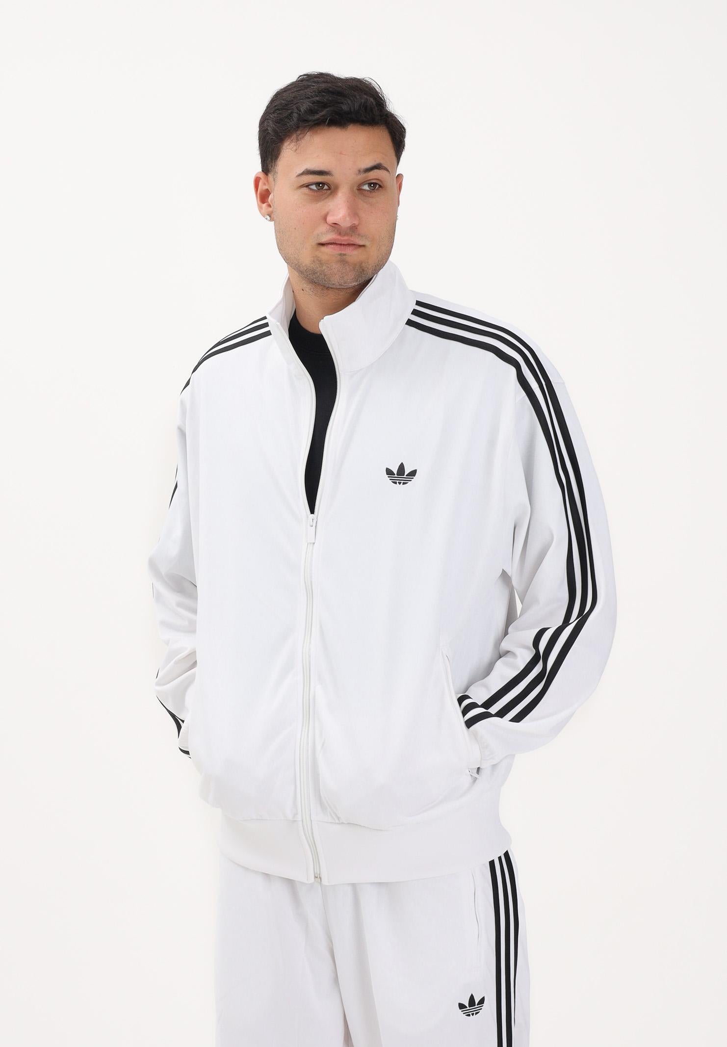ADIDAS ORIGINALS Felpa con zip FIREBIRD bianca e nera da uomo KD8308 . ADIDAS ORIGINALS