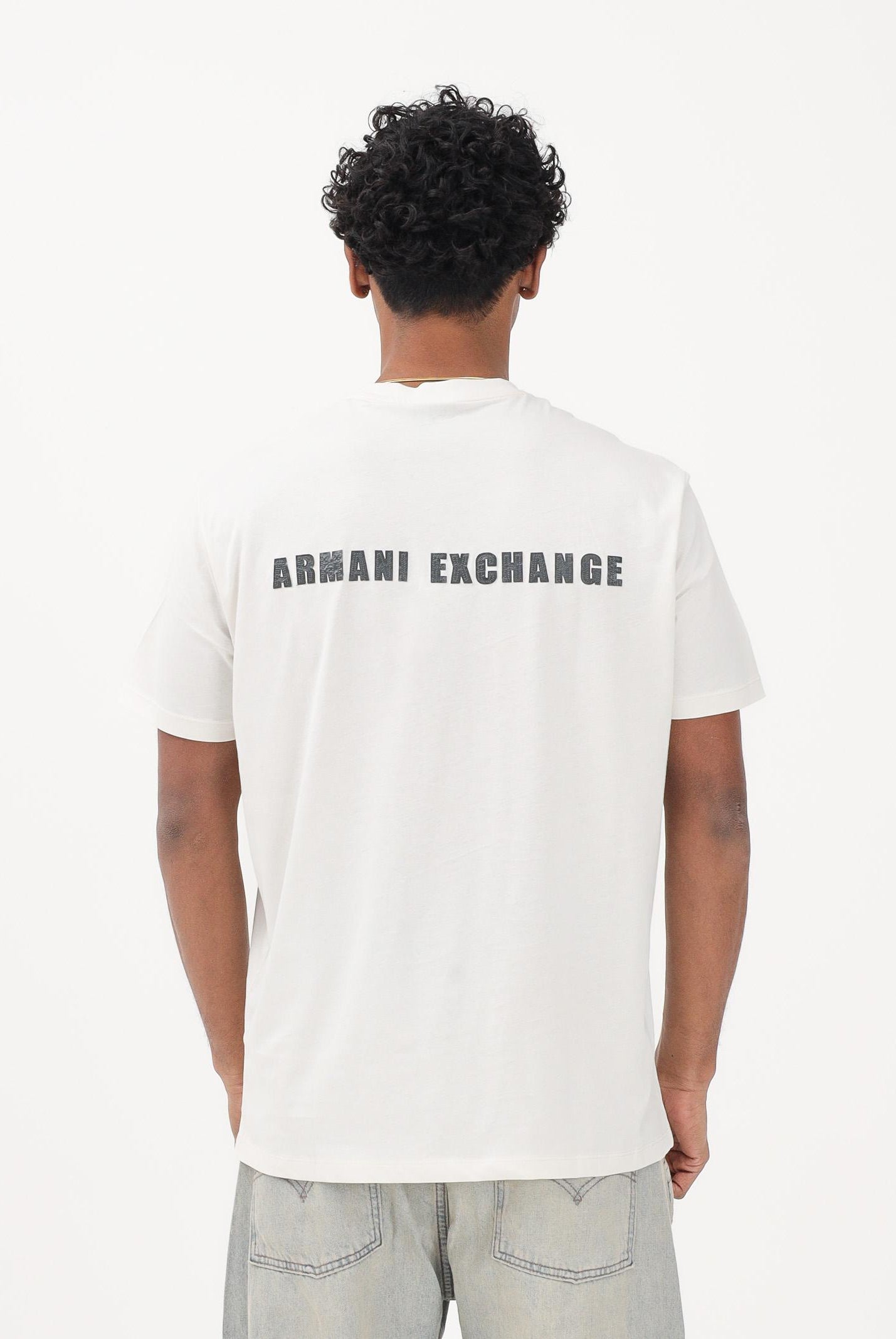 ARMANI EXCHANGE T-shirt a manica corta panna da uomo con logo XM002509AF10358 U1074 ARMANI EXCHANGE