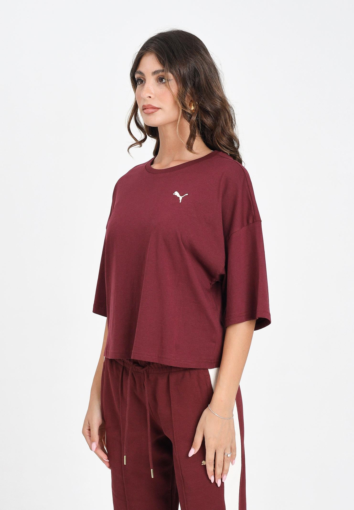 PUMA T-shirt a manica corta WARDROBE Essentials bordeaux da donna 629743 96 PUMA