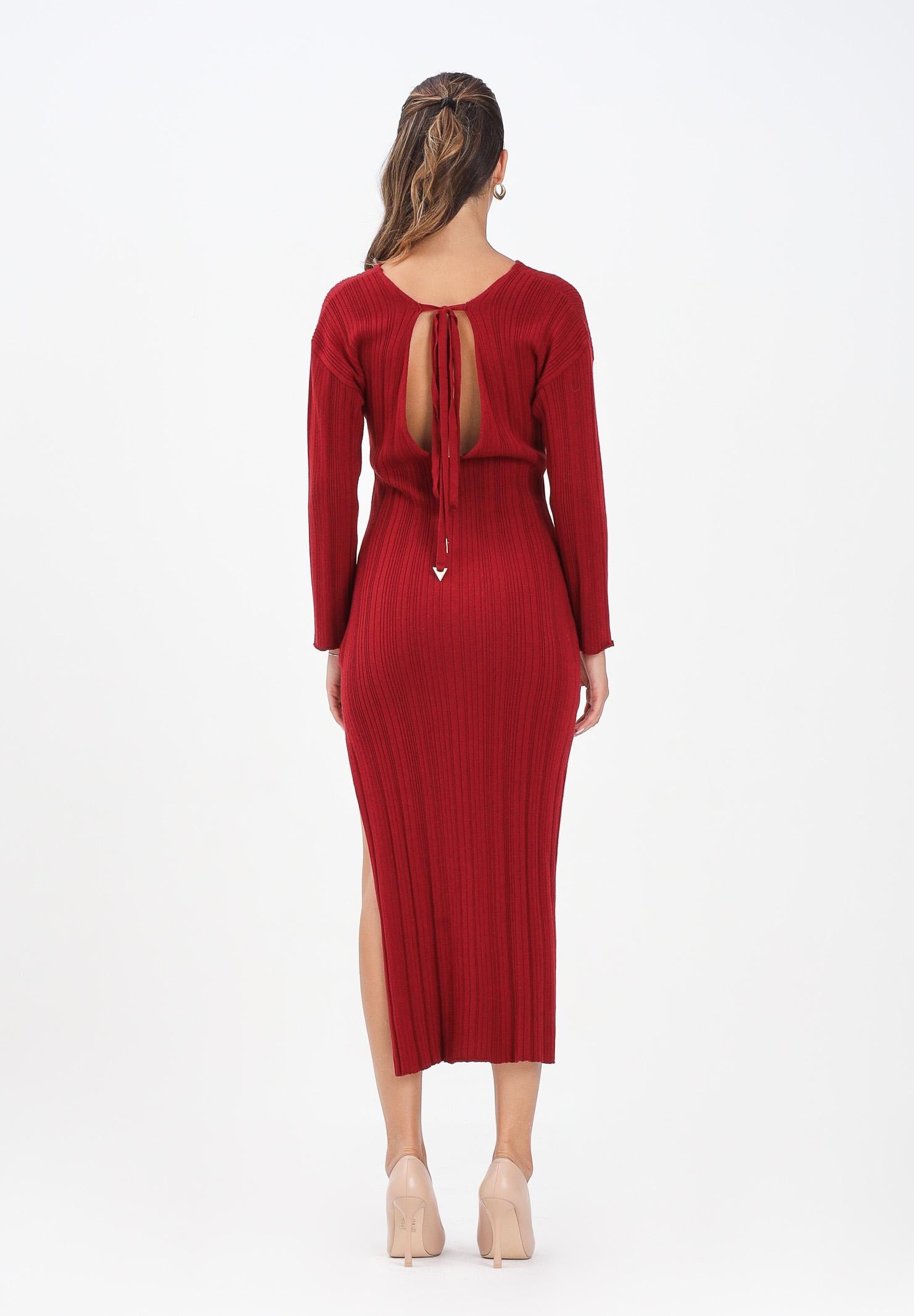 AKEP Abito midi rosso da donna con scollo sul retro VSKD11004 V5 AKEP