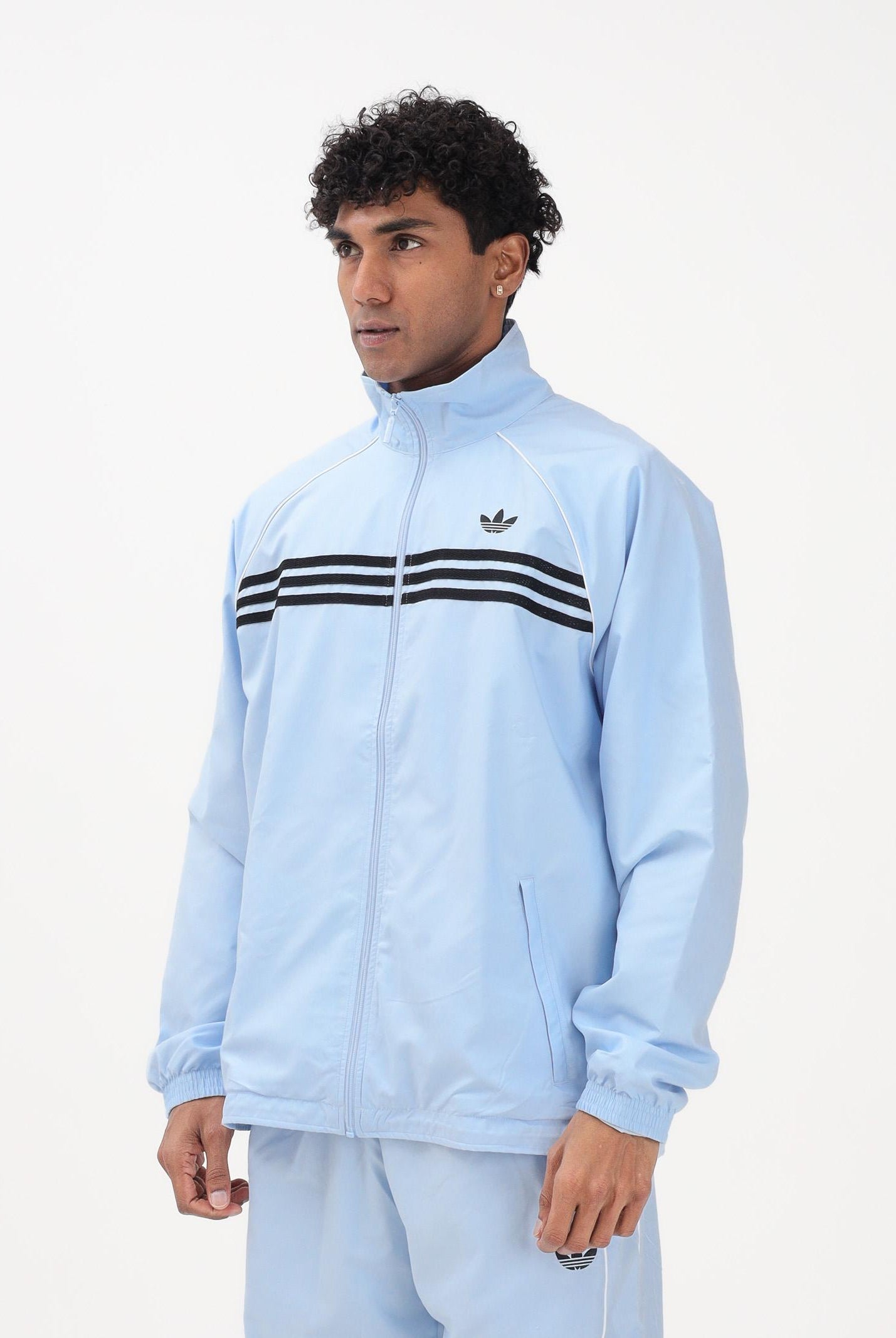 ADIDAS ORIGINALS Giacca a vento CHEST STRIPES celeste da uomo KE2164 . ADIDAS ORIGINALS