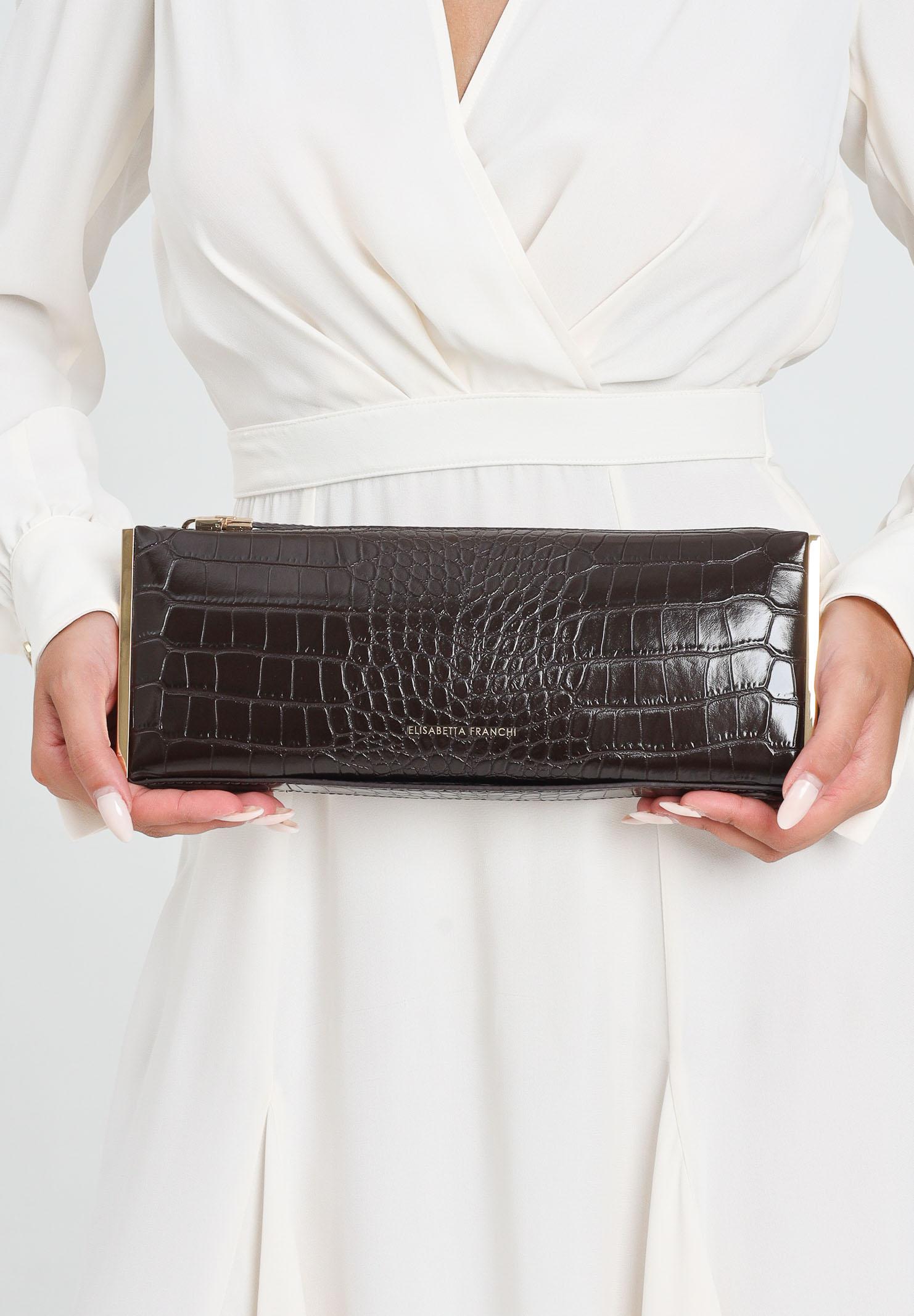 ELISABETTA FRANCHI Pochette marrone da donna con stampa cocco BS52A56E2 EA3 ELISABETTA FRANCHI