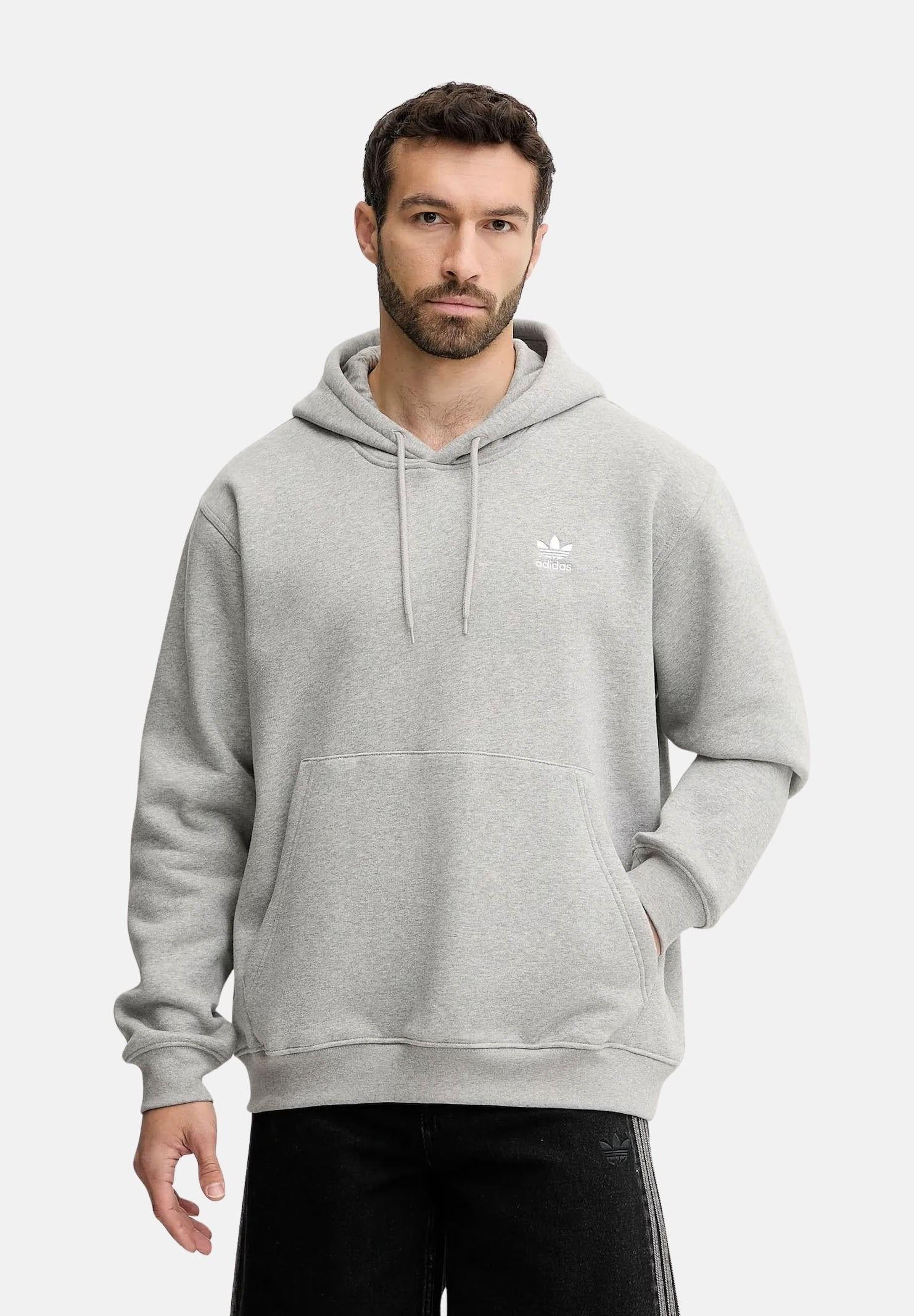 ADIDAS ORIGINALS Felpa con cappuccio Trefoil Essentials Loose grigia da uomo JV6057 . ADIDAS ORIGINALS
