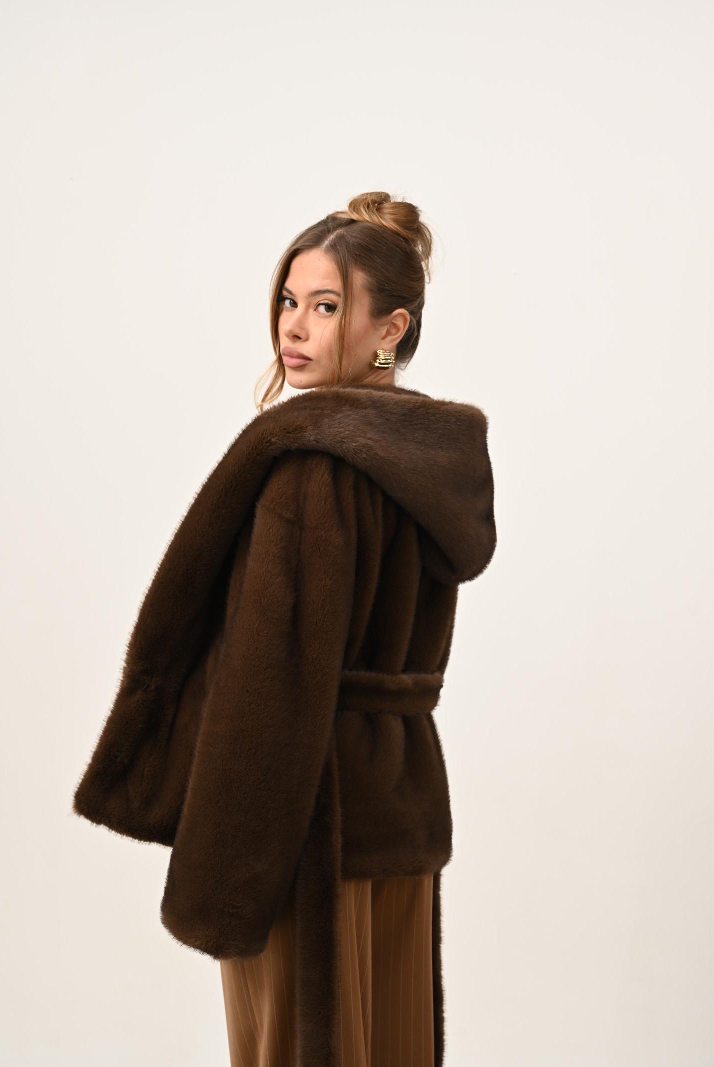 YES LONDON Ecopelliccia marrone da donna ECO030 MO YES LONDON