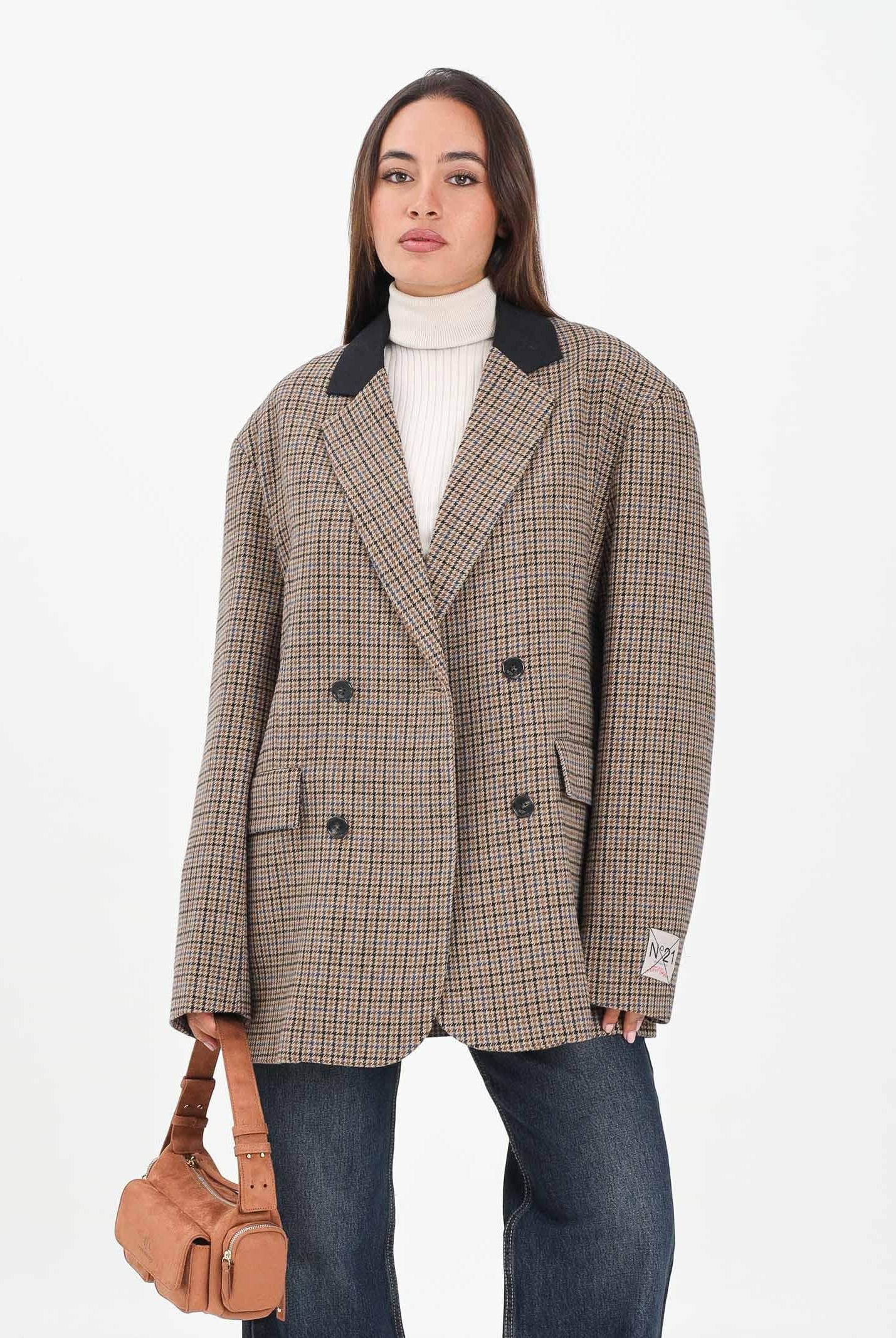 N21 Giacca doppiopetto in Harris Tweed beige per donna e ragazze N2107EN0441 0N720 N21
