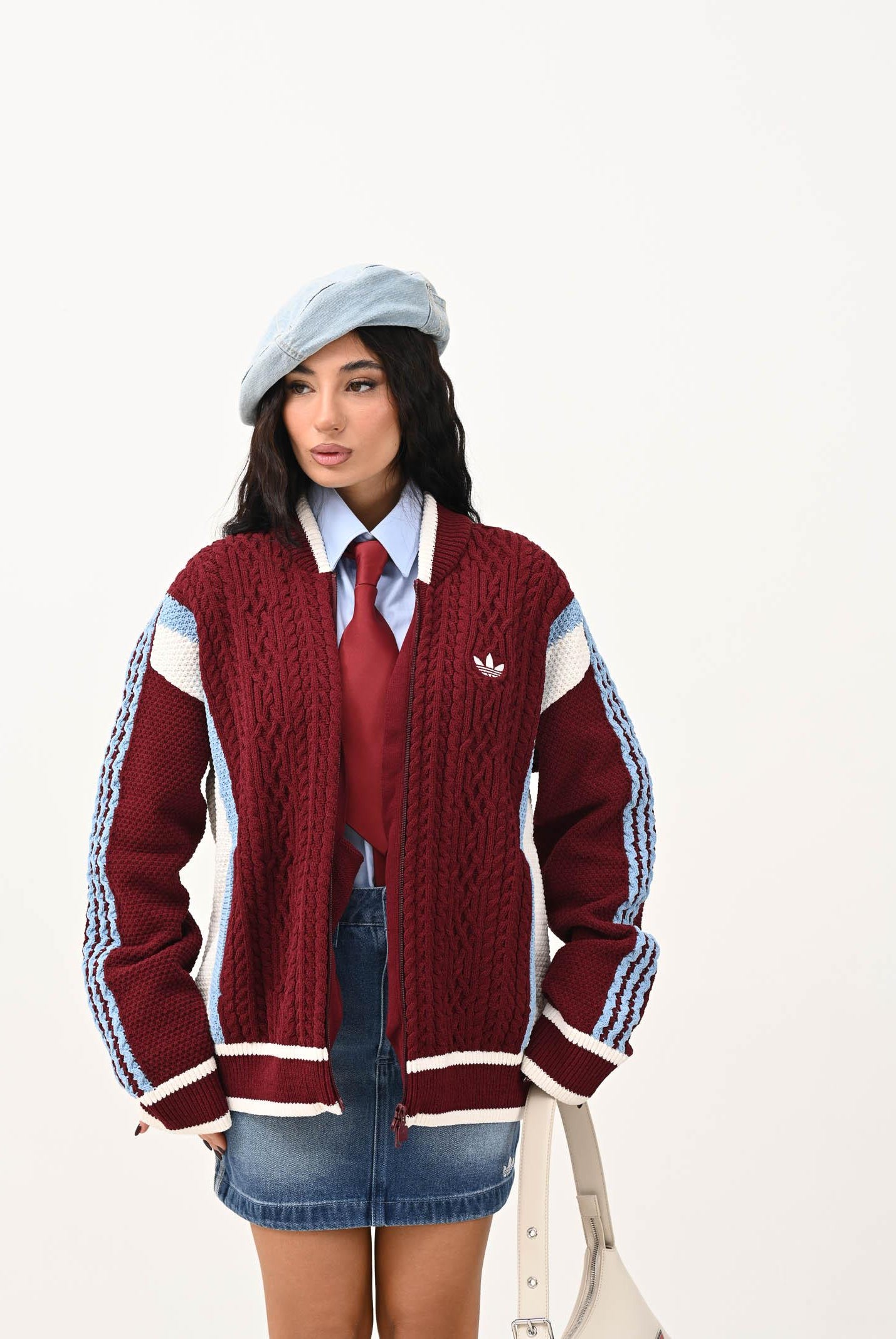 ADIDAS ORIGINALS Cardigan RETRO REMIX bordeaux da uomo KR7633 . ADIDAS ORIGINALS