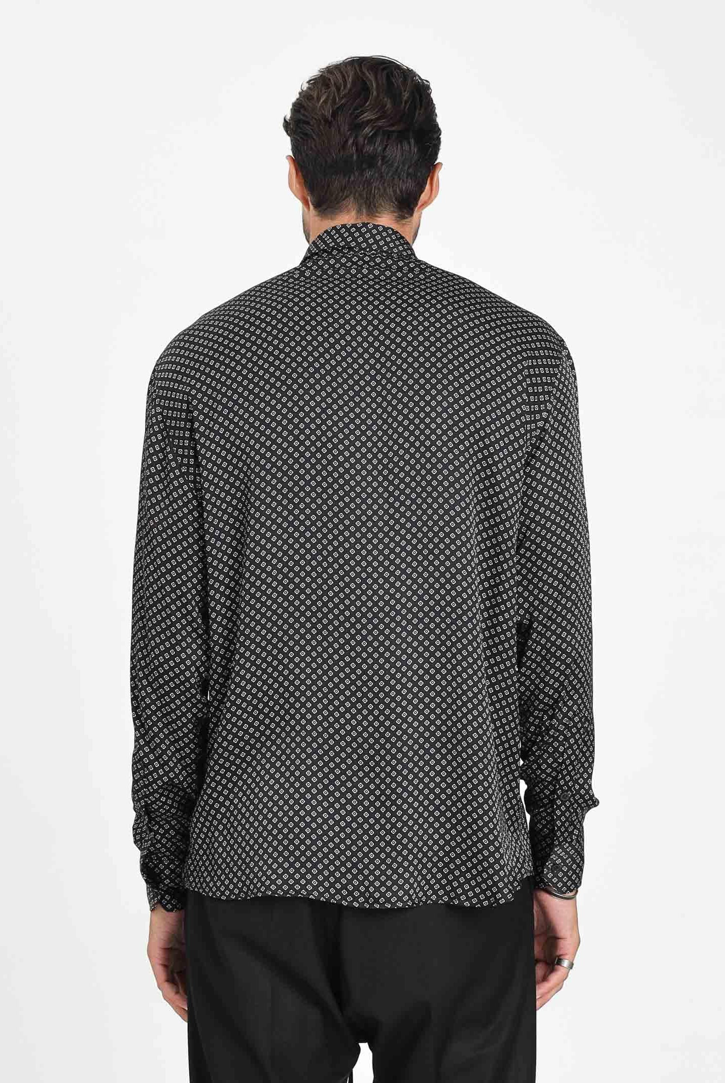 I'M BRIAN Camicia a manica lunga nera da uomo con fantasia geometrica CA3430 0028 I'M BRIAN