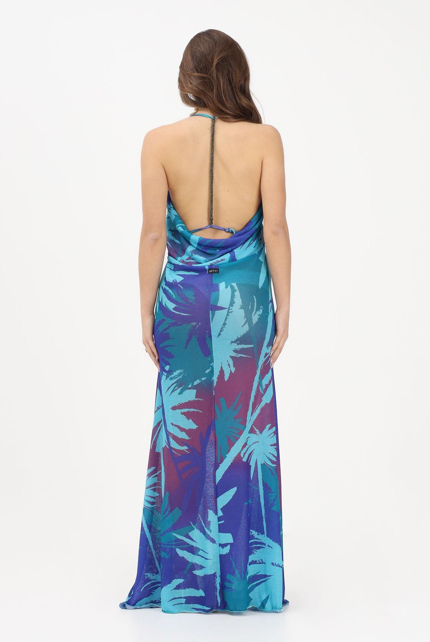 ME FUI Abito lungo multicolore da donna con stampa tropicale MF26-SW0837X45 . ME FUI