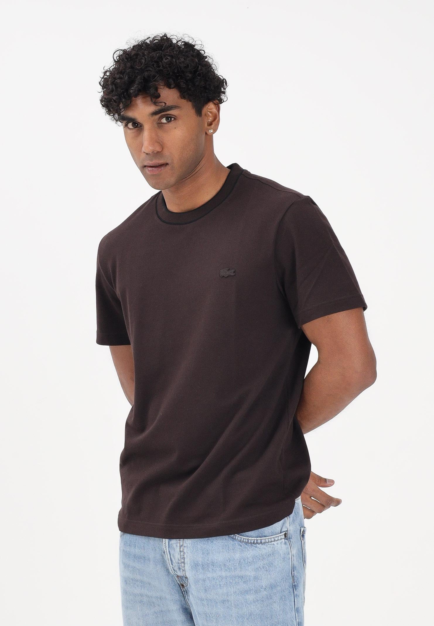 LACOSTE T-shirt a manica corta Made in France marrone da uomo TH8174 3LA LACOSTE
