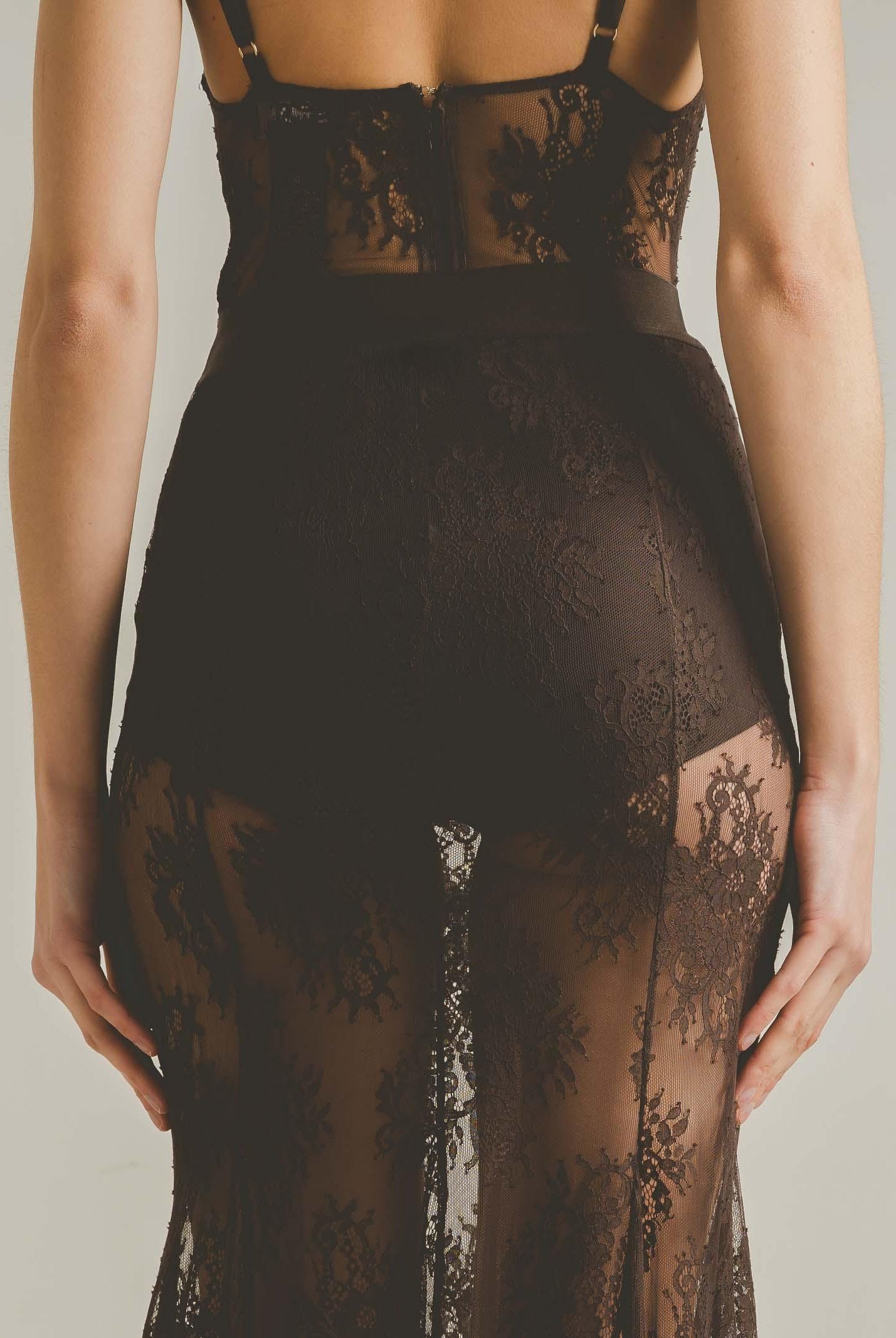 SANTAS Body RADIANCE marrone da donna con ricamo in pizzo floreale PV2615 MA SANTAS