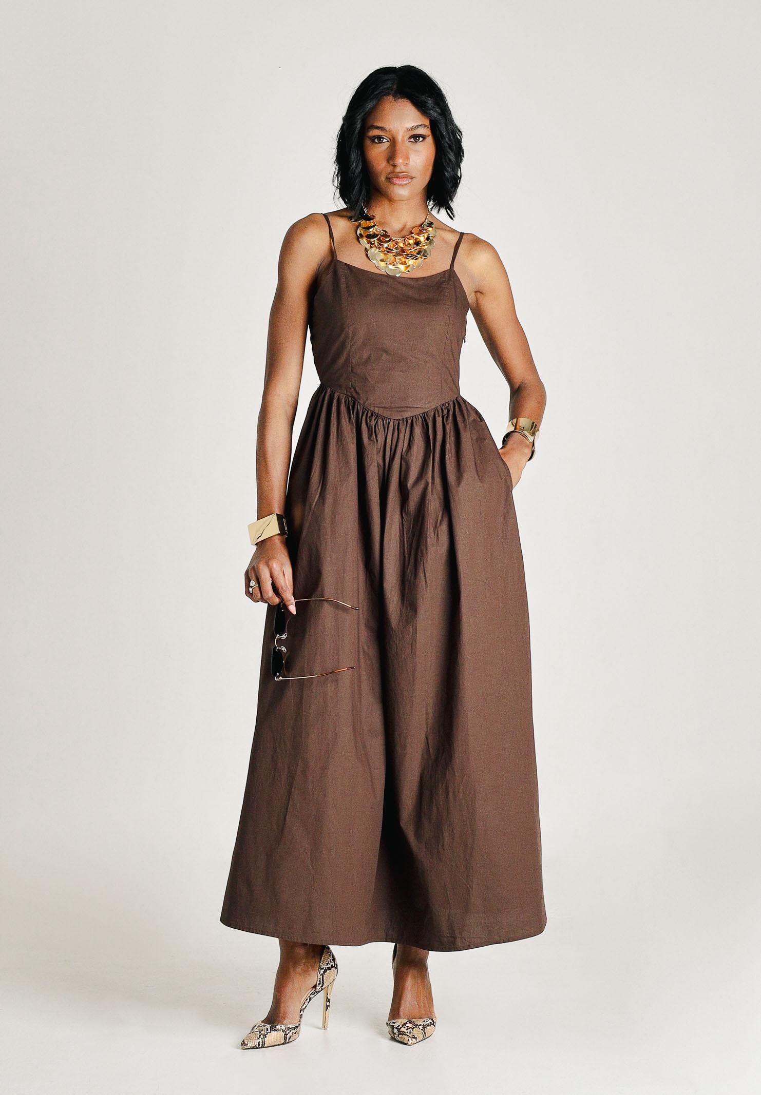 ONLY Abito lungo marrone da donna 15371869 SHBA ONLY