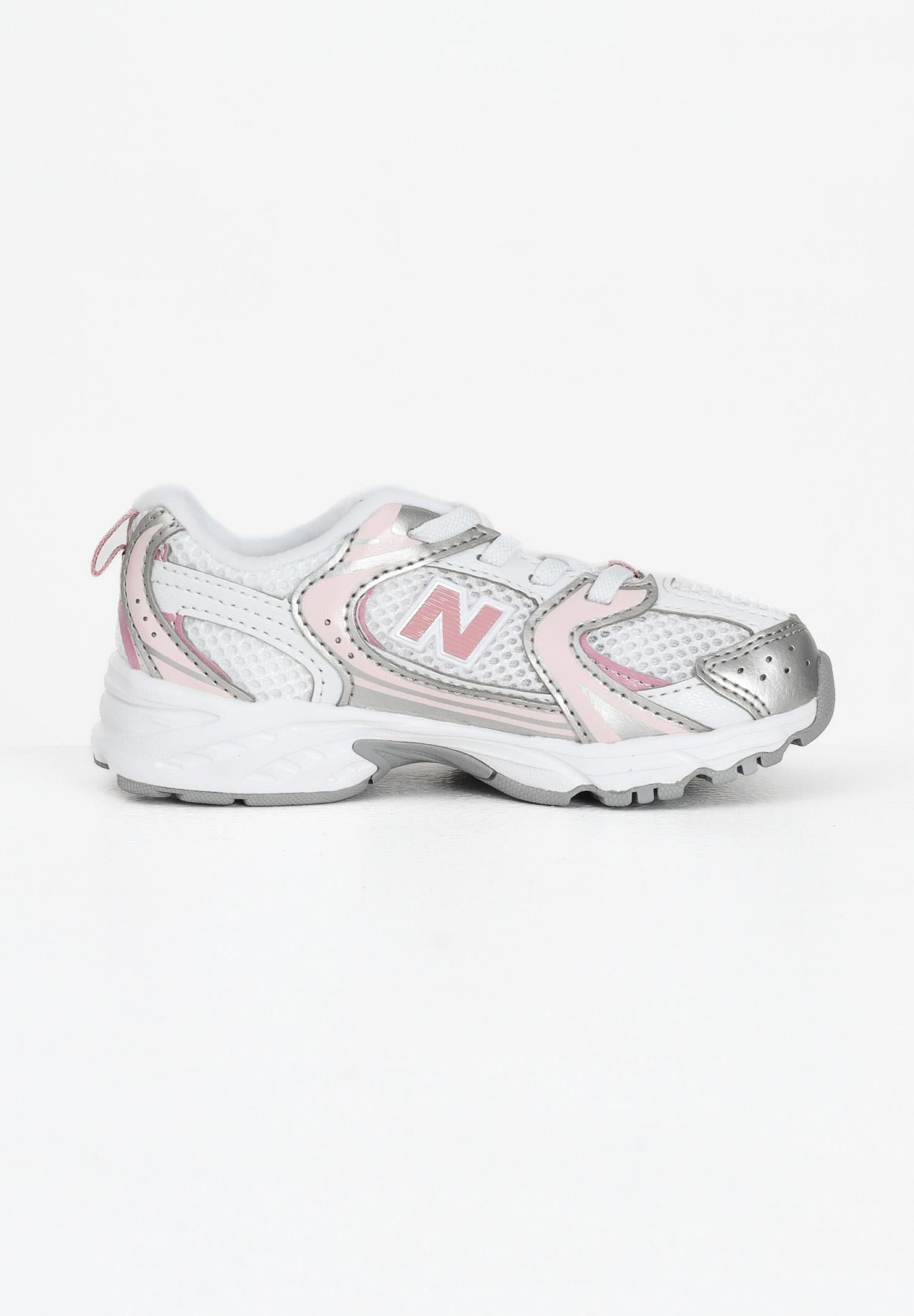 NEW BALANCE Sneakers 530 Bungee bianche, argento e rosa da neonato IZ530EC NEW BALANCE