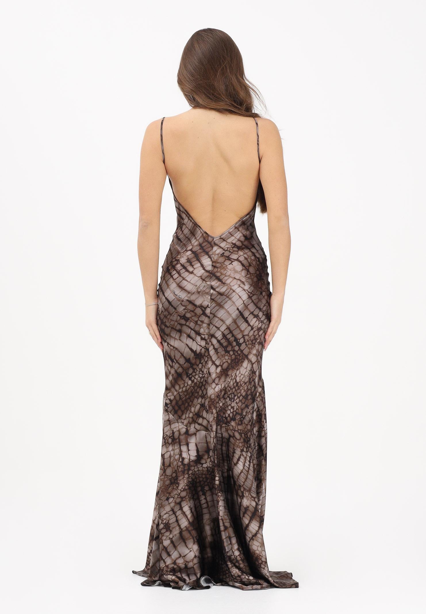 ELISABETTA FRANCHI Abito lungo cacao da donna con stampa alligatore ABR3061E2 644 ELISABETTA FRANCHI