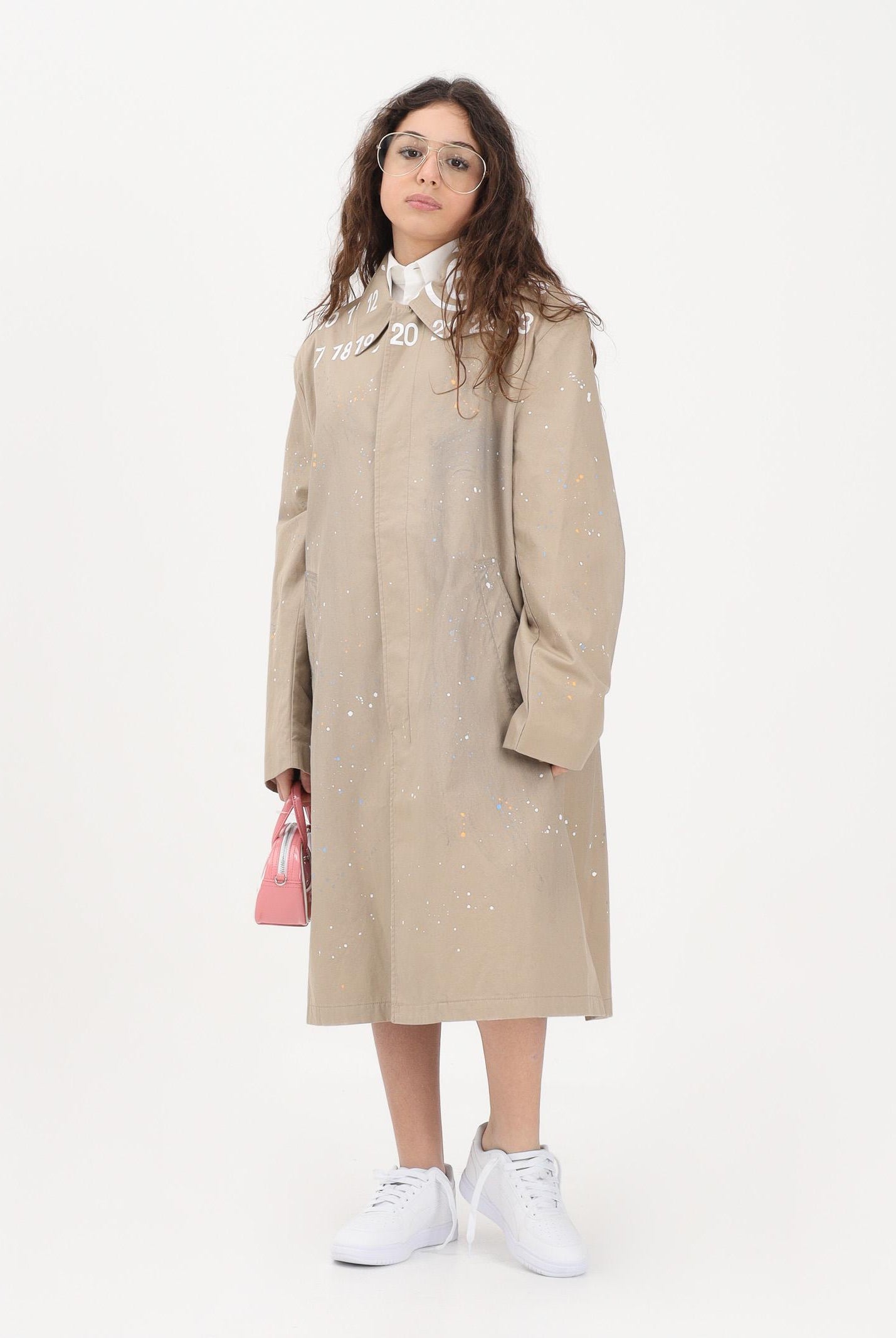 MAISON MARGIELA Trench beige per donna, ragazzi e bambini con logo stampato M60928MM07B M6709 MAISON MARGIELA
