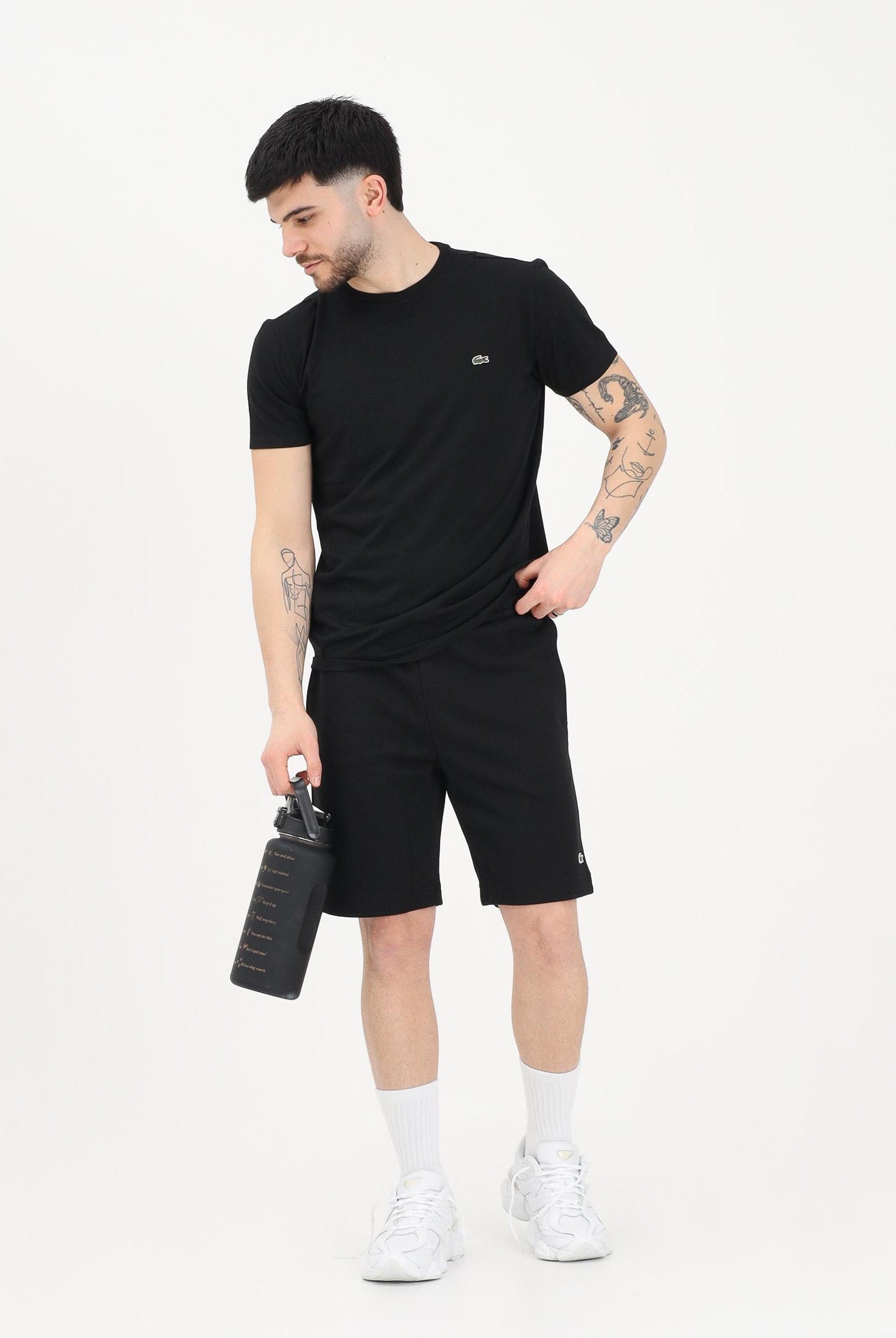 LACOSTE Shorts sportivo nero per uomo e donna con logo GH9860 031 LACOSTE