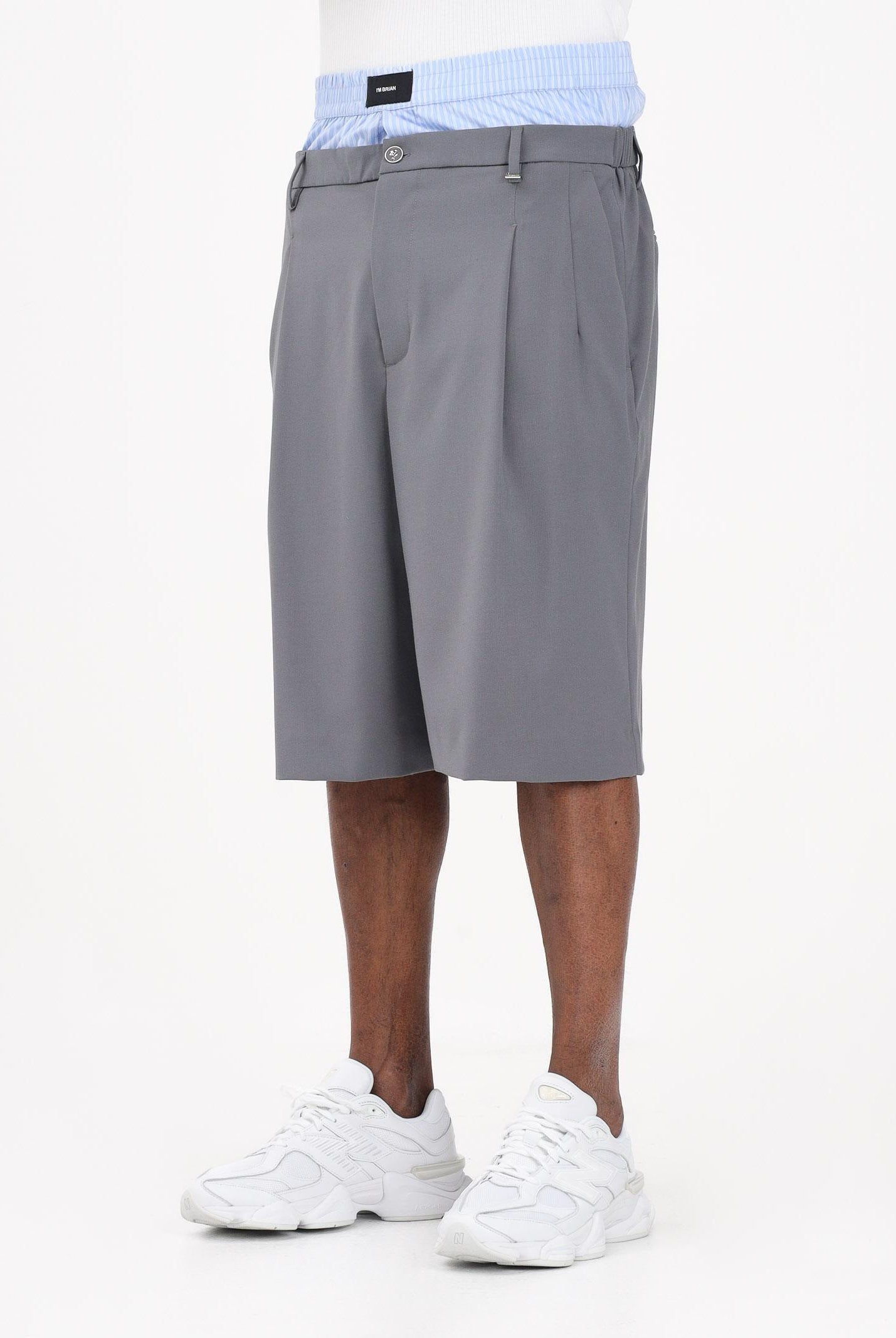 I'M BRIAN Bermuda grigio da uomo con elastico in cotone BE3682 GRIG I'M BRIAN