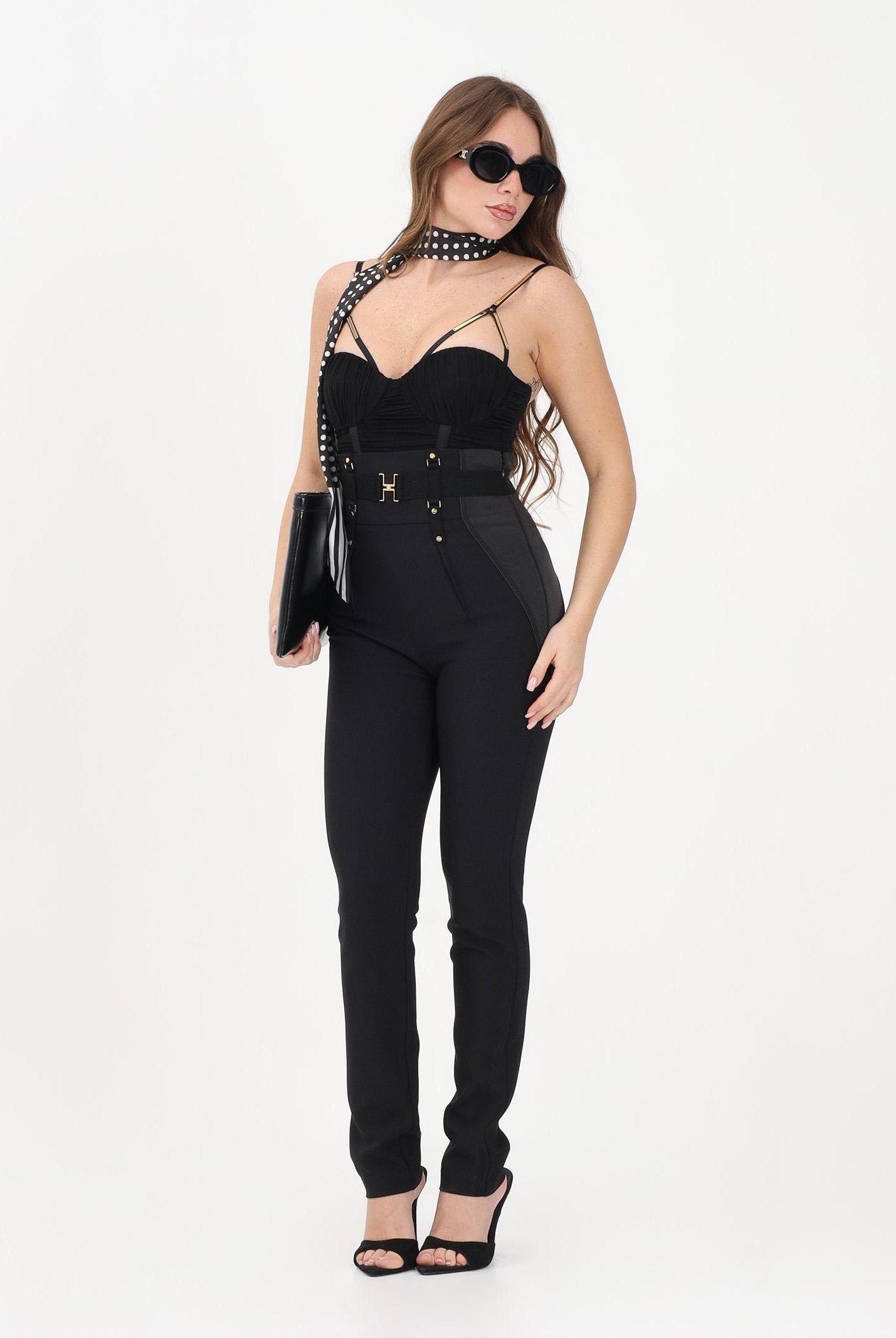 ELISABETTA FRANCHI Pantalone elegante nero da donna con bustier PA18062E2 110 ELISABETTA FRANCHI