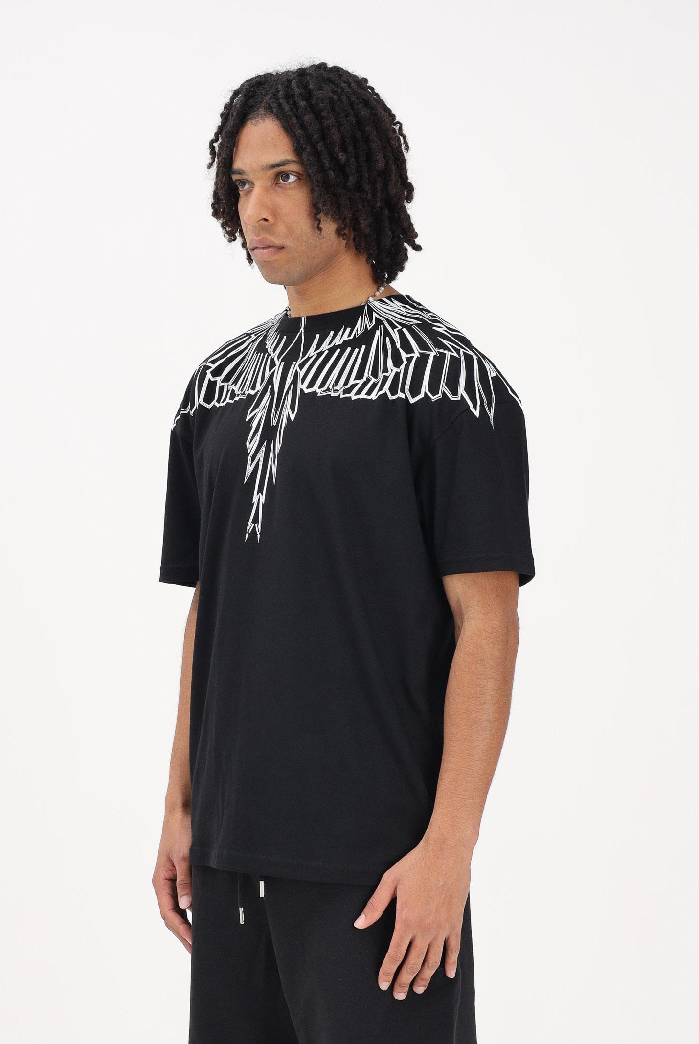 MARCELO BURLON COUNTY OF MILAN T-shirt a manica corta nera da uomo con stampa S6CMMATH010 110 MARCELO BURLON COUNTY OF MILAN