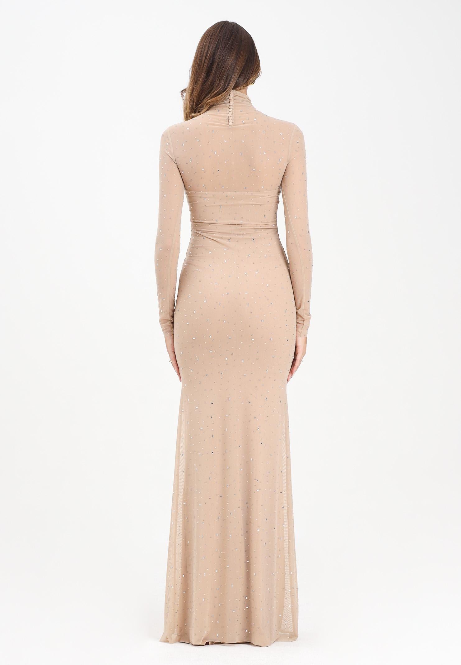 ALMA SANCHEZ Abito lungo Acoro nude da donna con strass all-over AS2526010RT 063 ALMA SANCHEZ