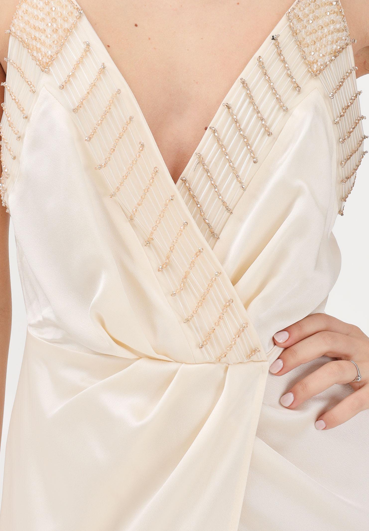 ELISABETTA FRANCHI Abito lungo burro da donna con ricami di perline ABR4862E2 193 ELISABETTA FRANCHI