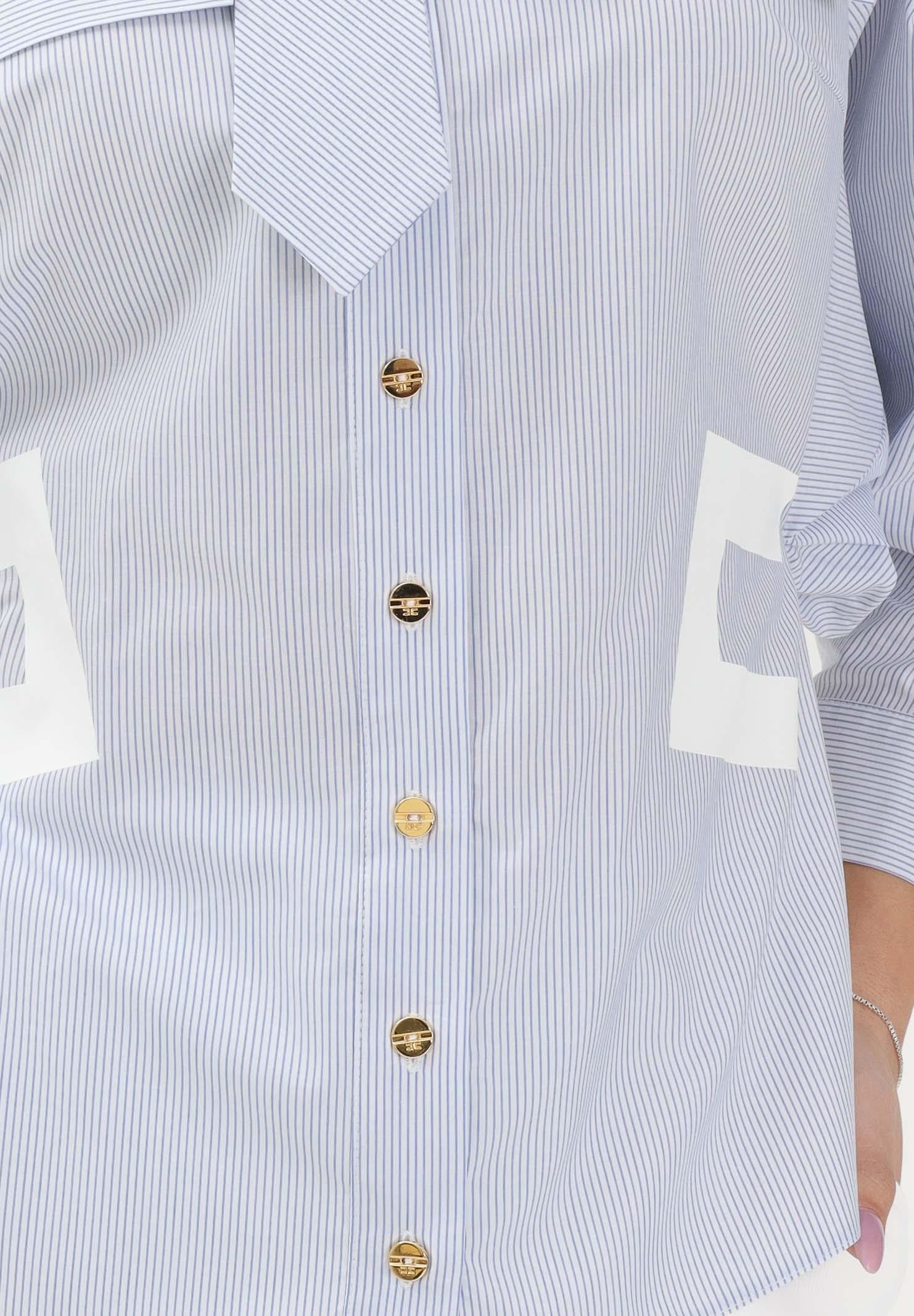 ELISABETTA FRANCHI Camicia con maniche a 3/4 bianca da donna con motivo a righe azzurre CA13261E2 019 ELISABETTA FRANCHI