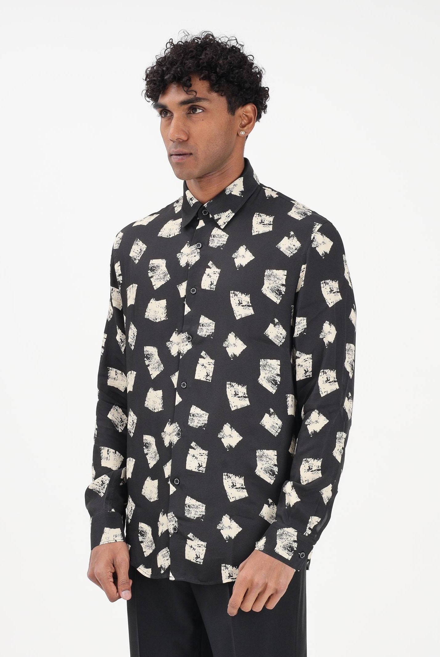 PATRIZIA PEPE Camicia a manica lunga nera da uomo con stampa grafica 5C0310A093 FG79 PATRIZIA PEPE