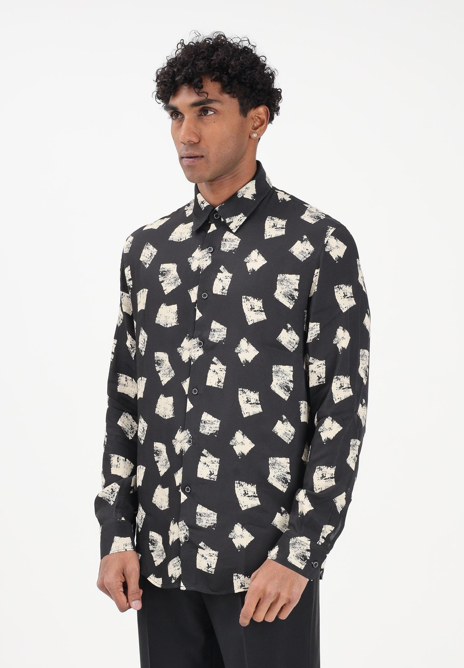 PATRIZIA PEPE Camicia a manica lunga nera da uomo con stampa grafica 5C0310A093 FG79 PATRIZIA PEPE