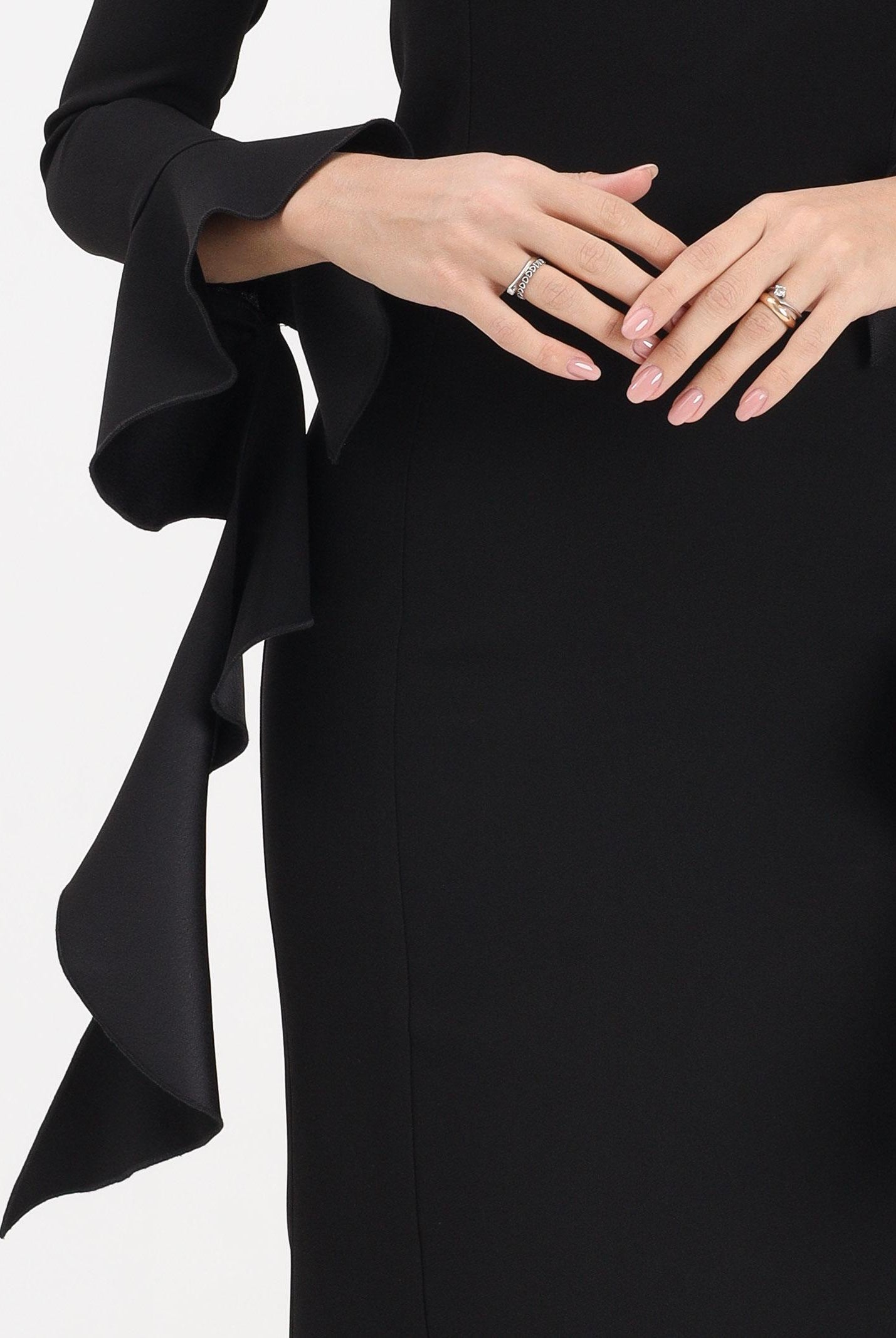 PINKO Abito midi nero da donna con volant<BR/><BR/> 105736A2Q2 Z99 PINKO