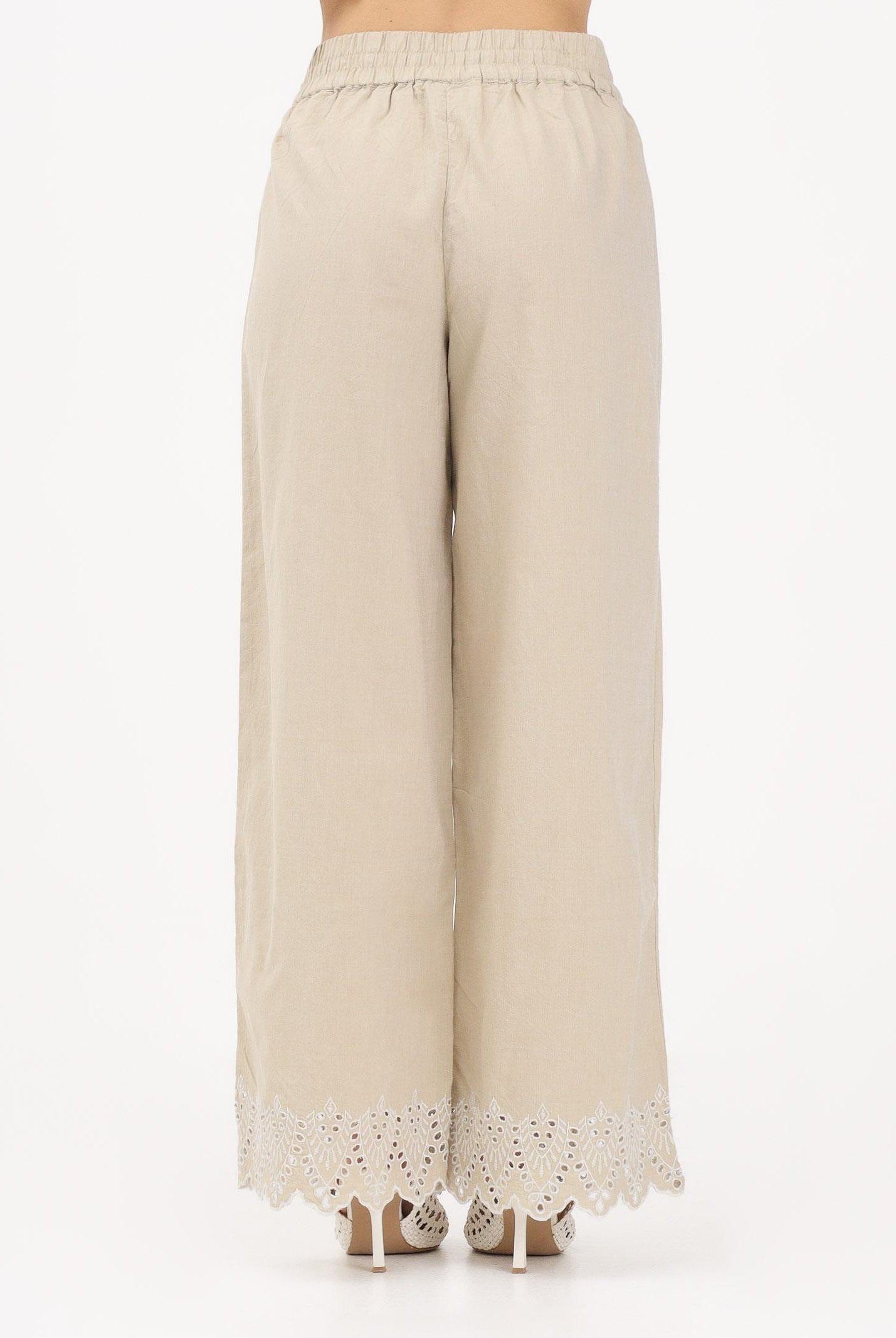 ONLY Pantalone beige da donna con fondo ricamato 15343184 OLGR ONLY