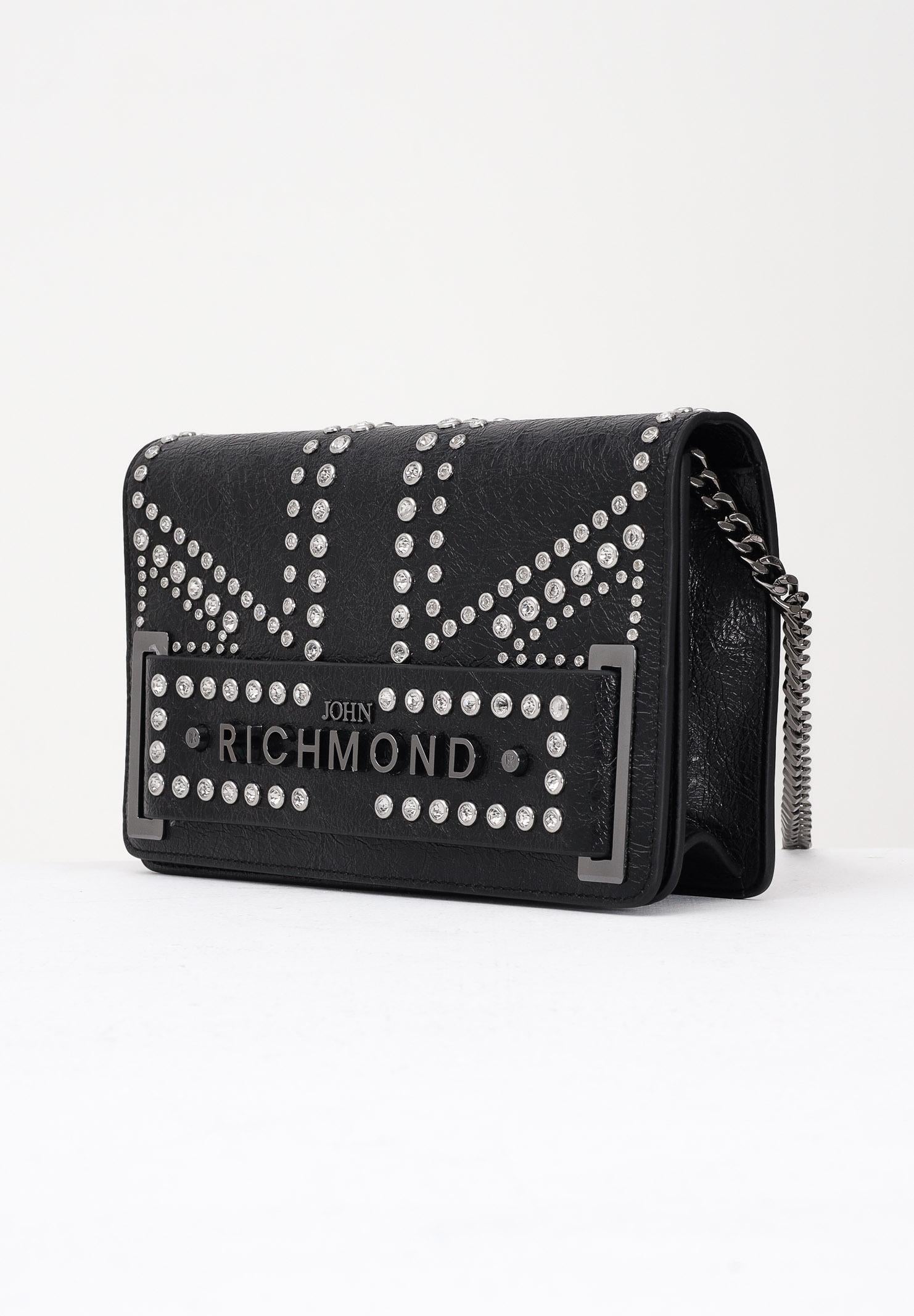 RICHMOND Borsa a tracolla nera da donna con borchie e logo RWA25234BO BL RICHMOND