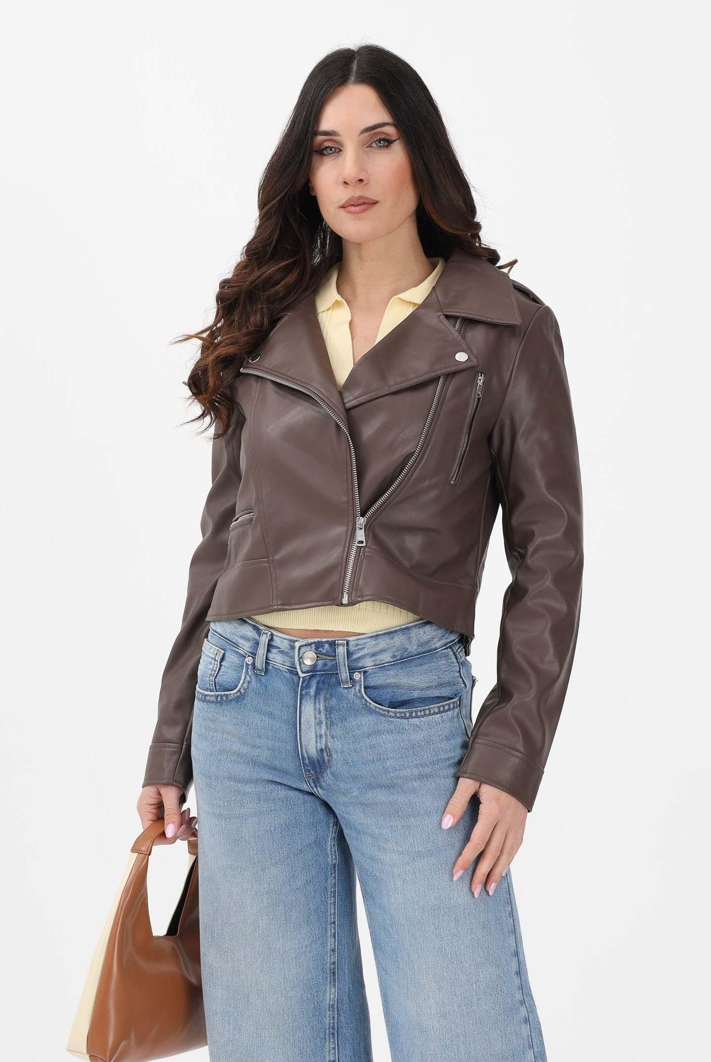 ONLY Giubbotto in ecopelle marrone da donna 15361396 CHMA ONLY
