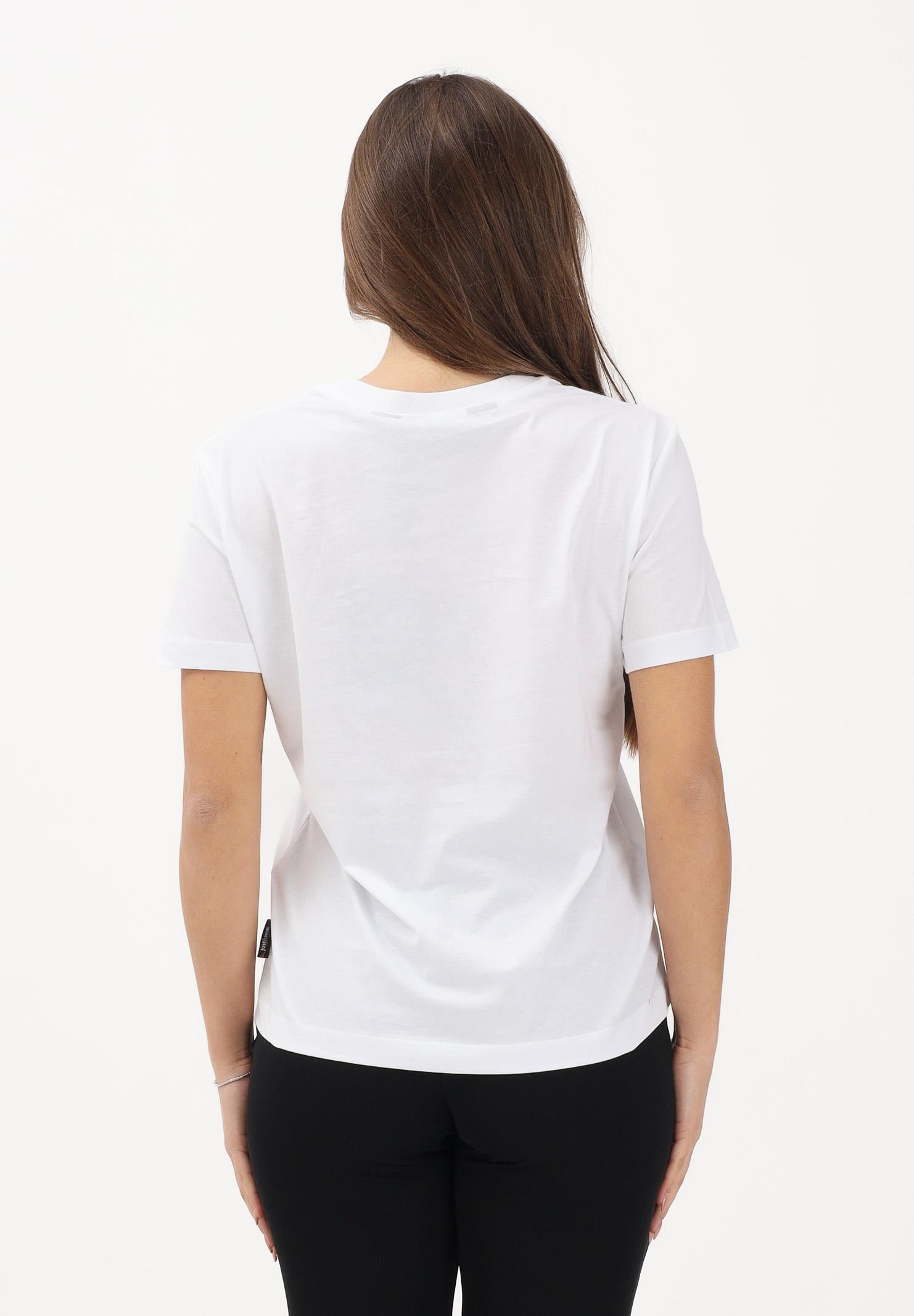 JUST CAVALLI T-shirt a manica corta bianca da donna con stampa 80PAHT24CJ500 003 JUST CAVALLI