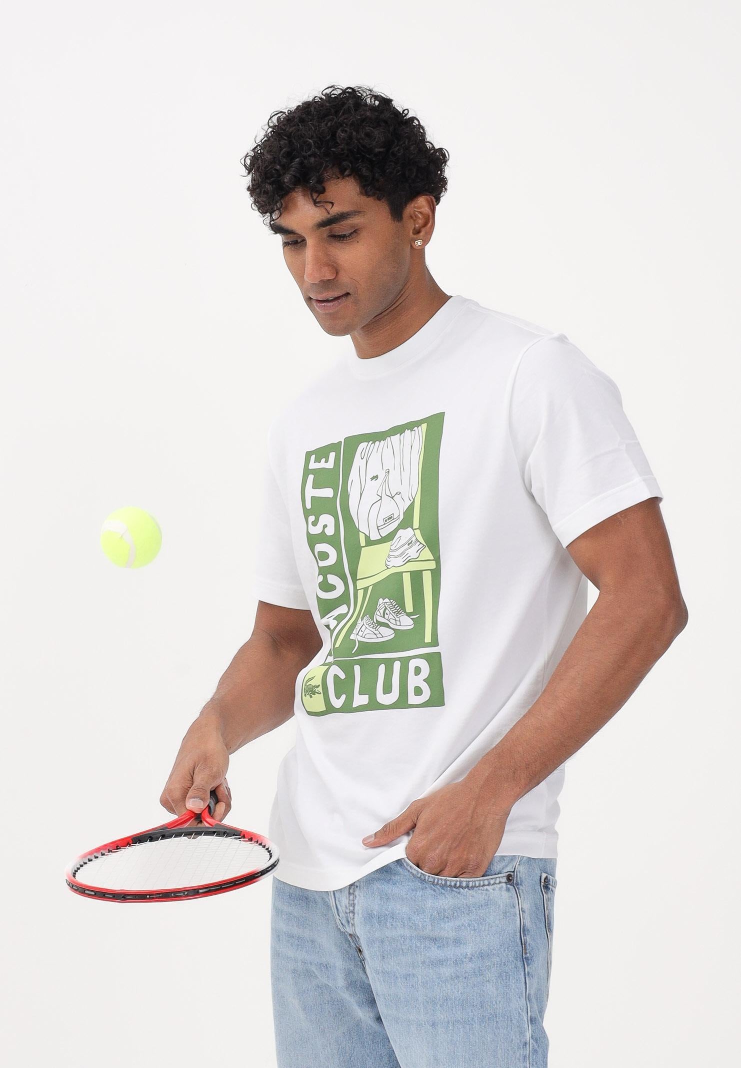 LACOSTE T-shirt a manica corta bianca da uomo con stampa TH1773 001 LACOSTE