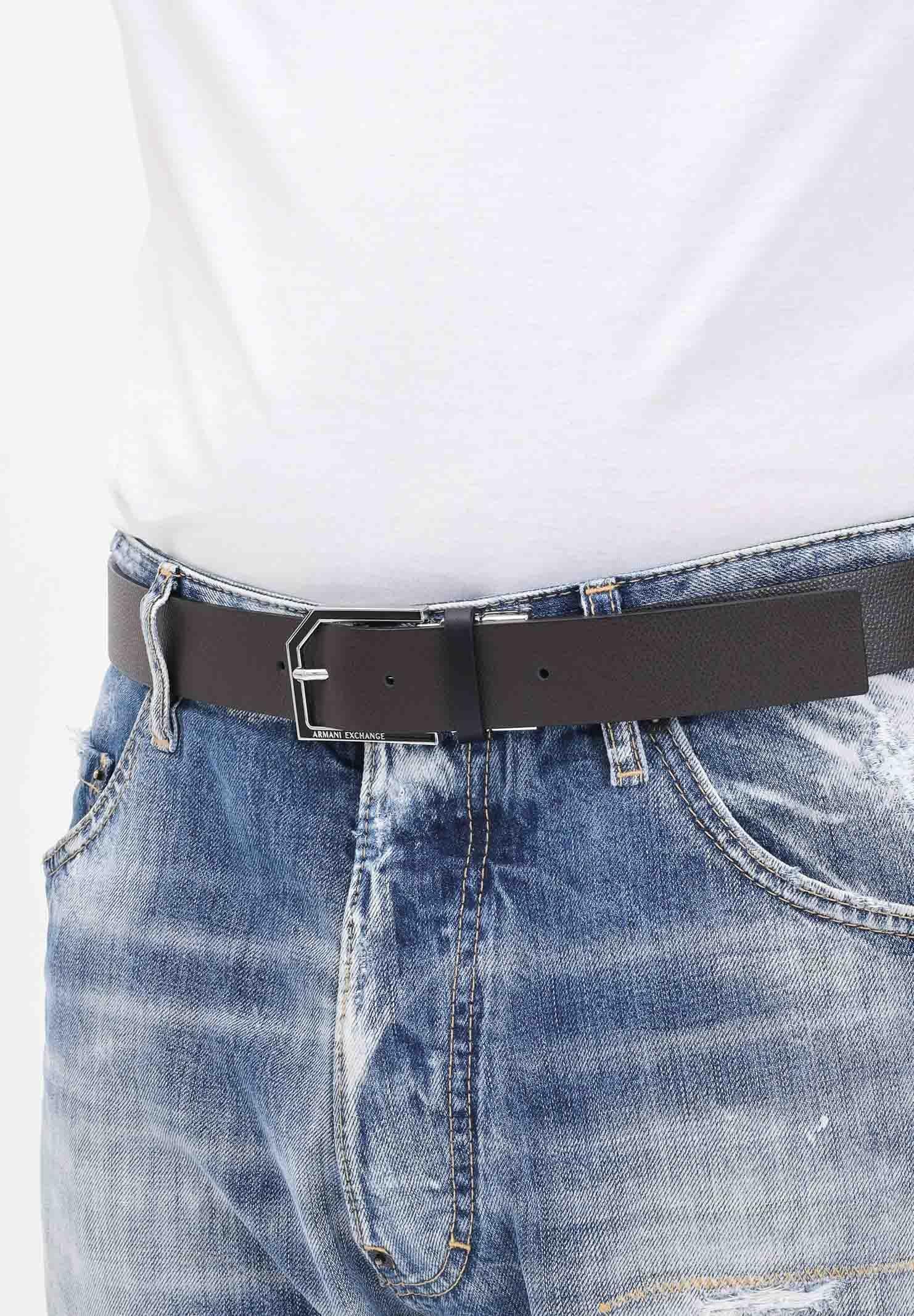 ARMANI EXCHANGE Cintura reversibile moro e blu da uomo XM000596AF12665 M6107 ARMANI EXCHANGE