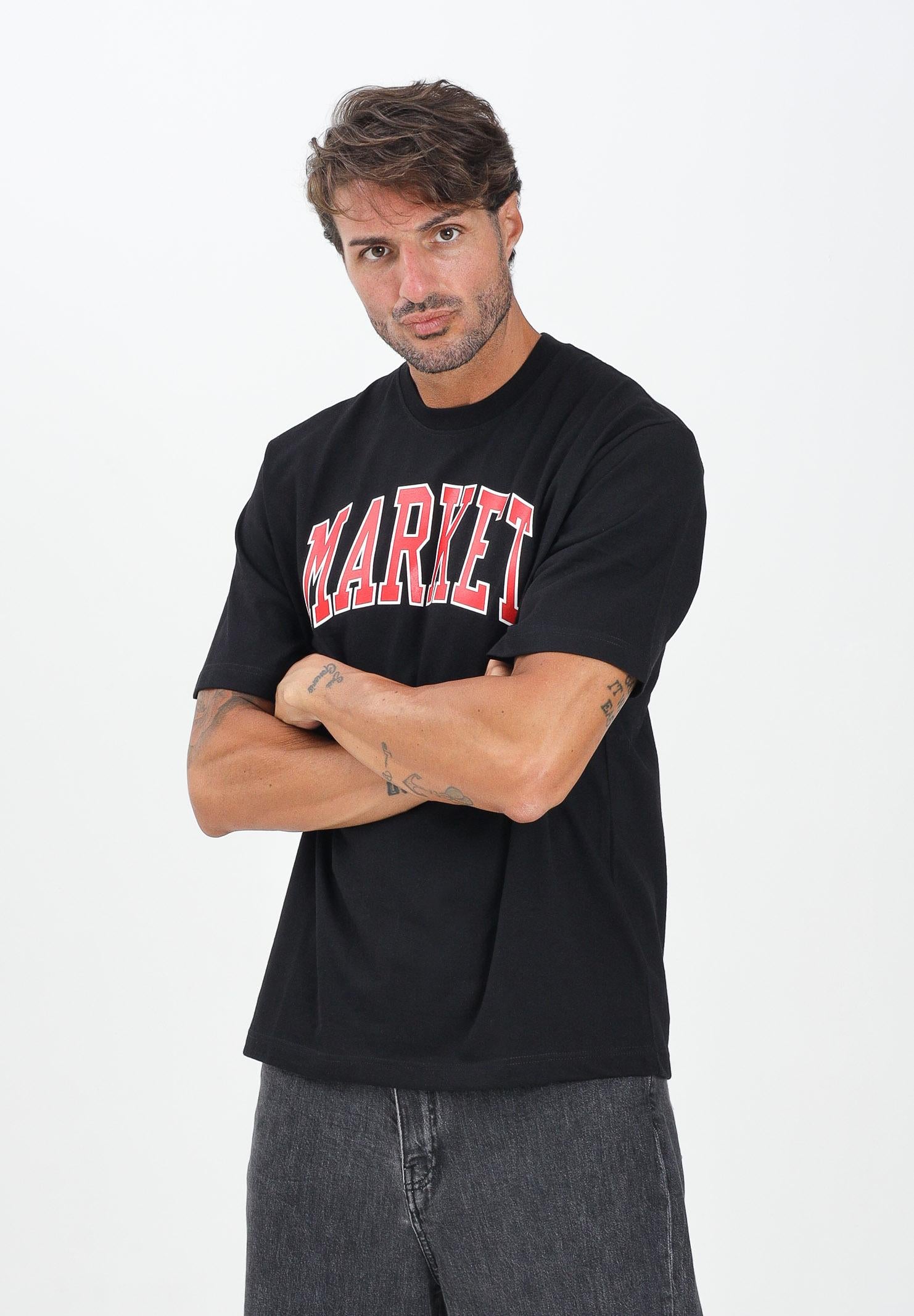 MARKET T-shirt a manica corta nera da uomo con stampa logo F5MKMATH008 110 MarKET