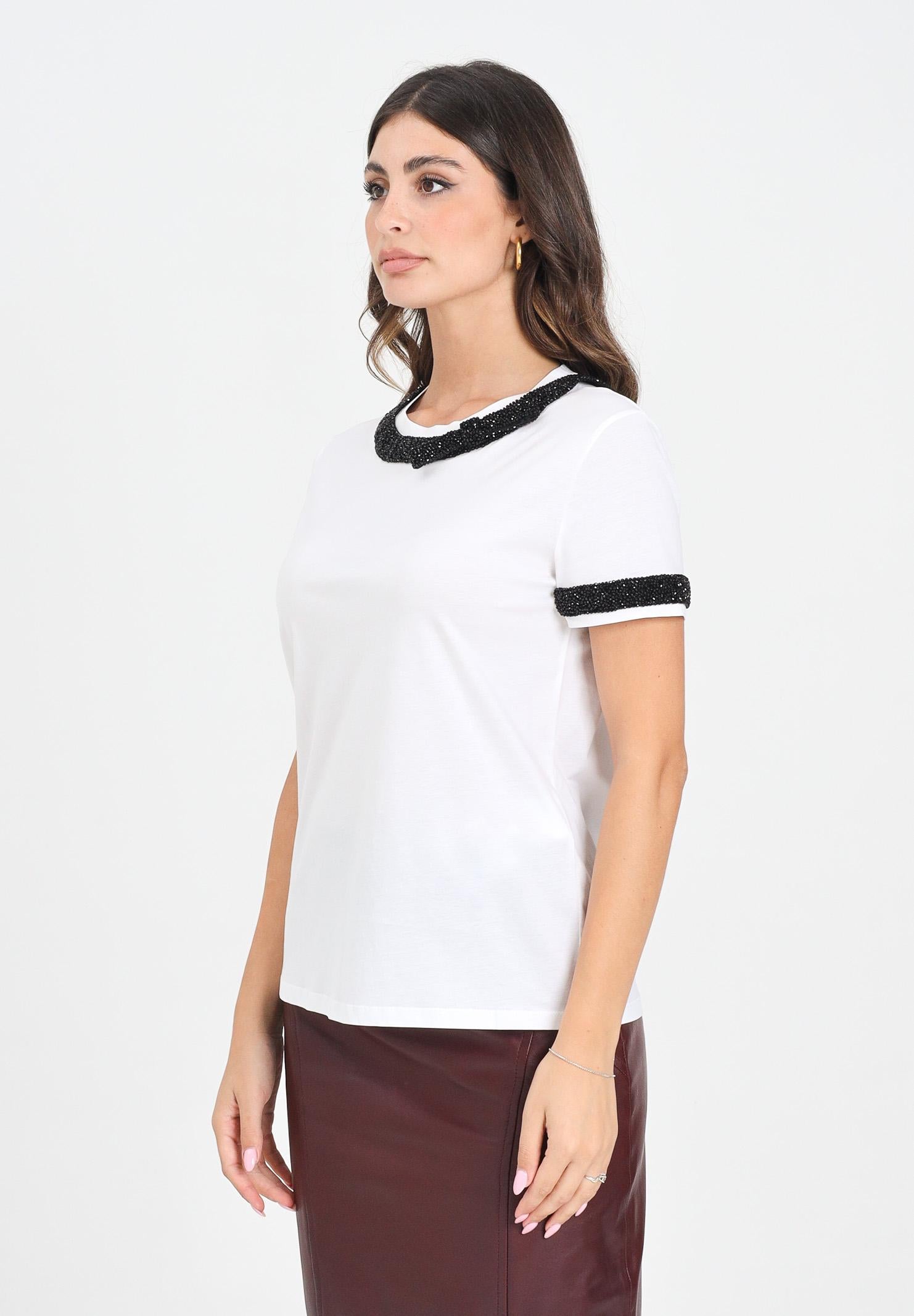 MAX MARA T-shirt a manica corta bianca da donna con dettaglio gioiello 2526976013600 009 MAX MARA