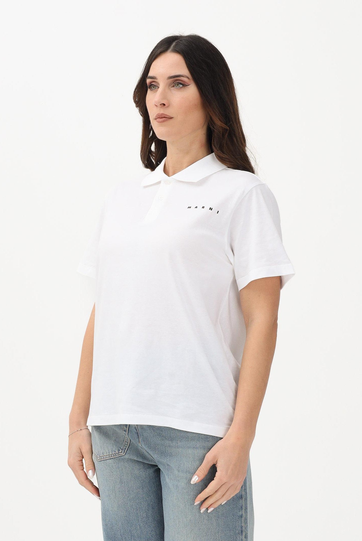 MARNI Polo a manica corta bianca per donna, ragazzi e bambini con logo Marni M01770M00RF 0M100 MARNI