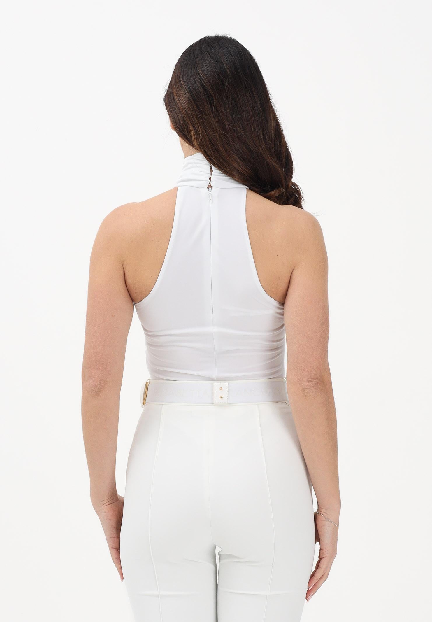 ELISABETTA FRANCHI Body smanicato avorio da donna con dettaglio gioiello BO01761E2 360 ELISABETTA FRANCHI