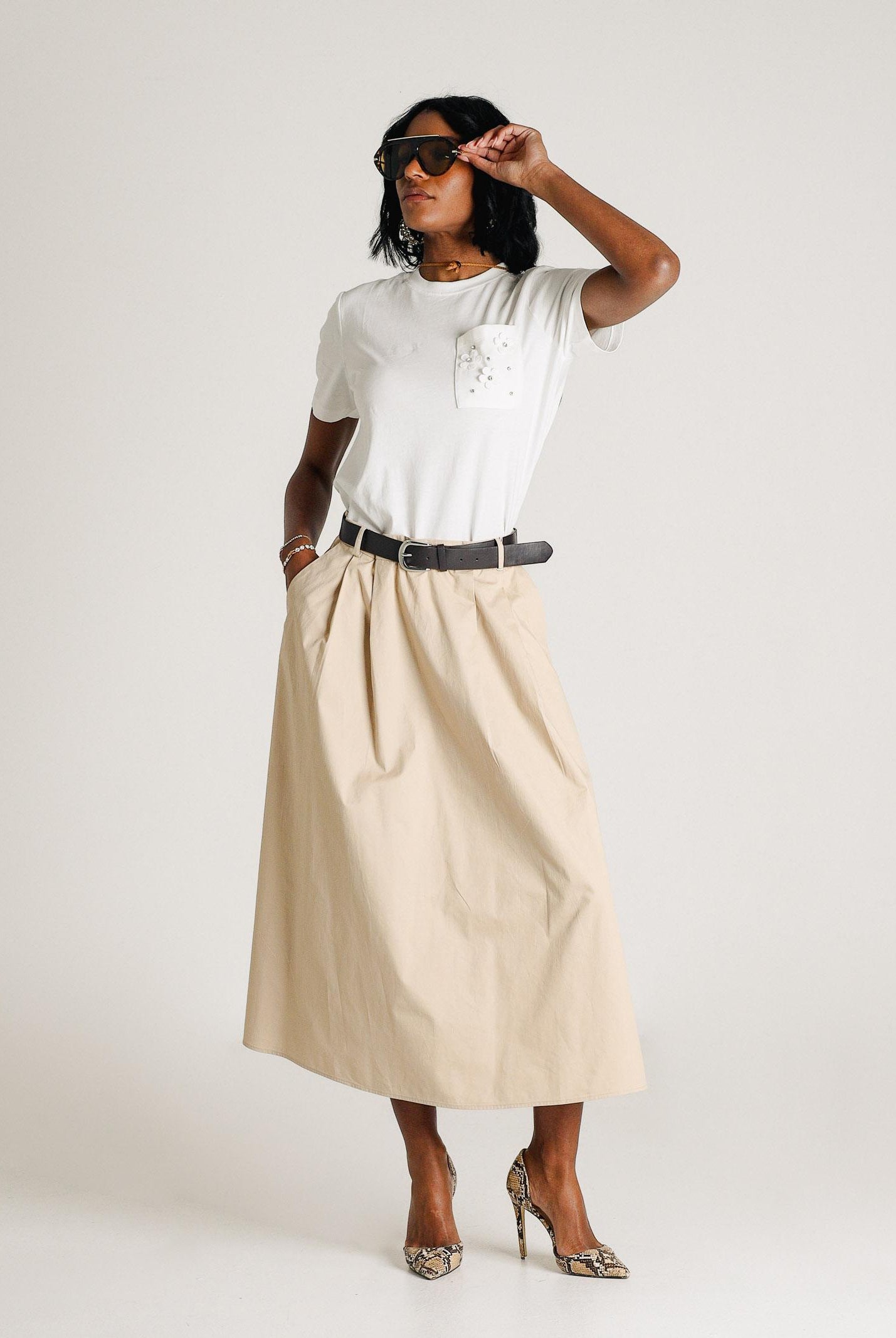 ONLY Gonna midi beige da donna 15370607 OXTA ONLY