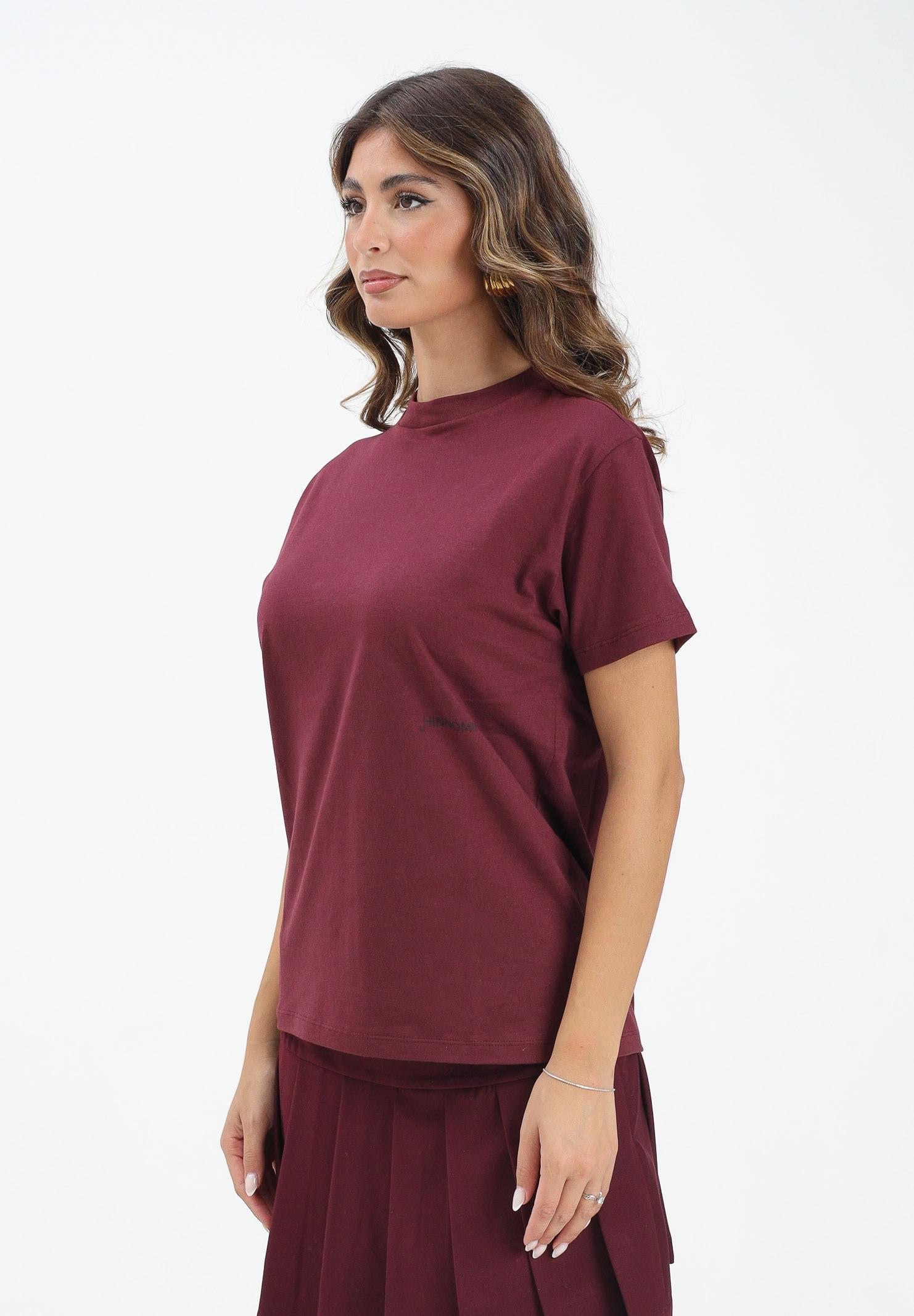 HINNOMINATE T-shirt a manica corta bordeaux da donna con logo HMABW01940 RS02 HINNOMINATE
