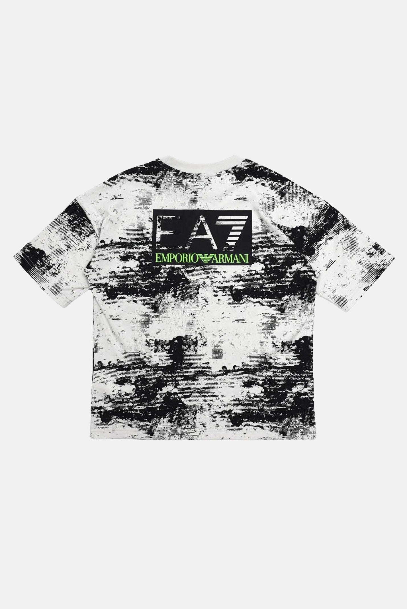 EA7 T-shirt a manica corta grigia e nera da bambino con stampa sul retro 7B000213AF16548 F8036 EA7