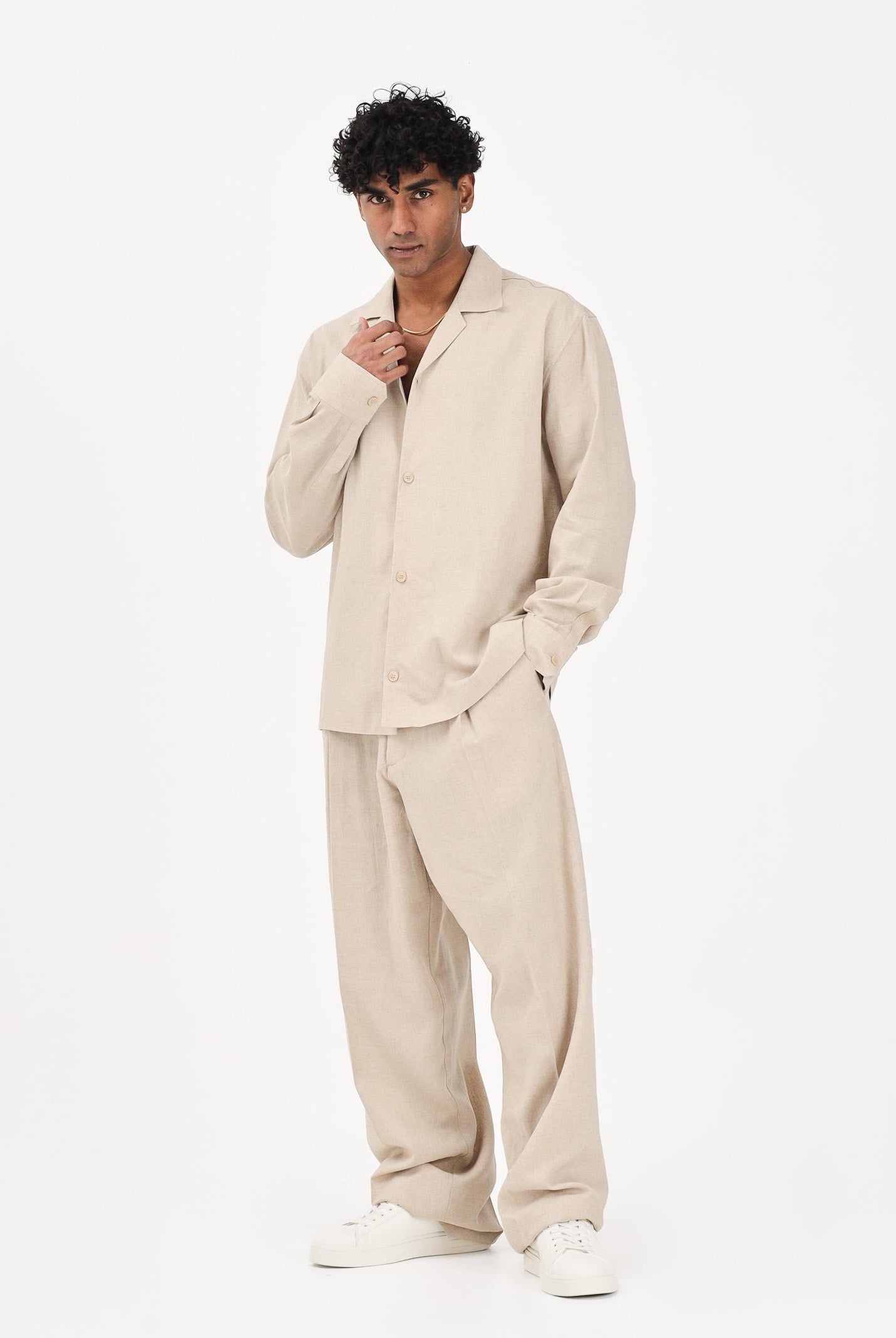 I'M BRIAN Pantalone in lino beige da uomo PA3704 0025 I'M BRIAN