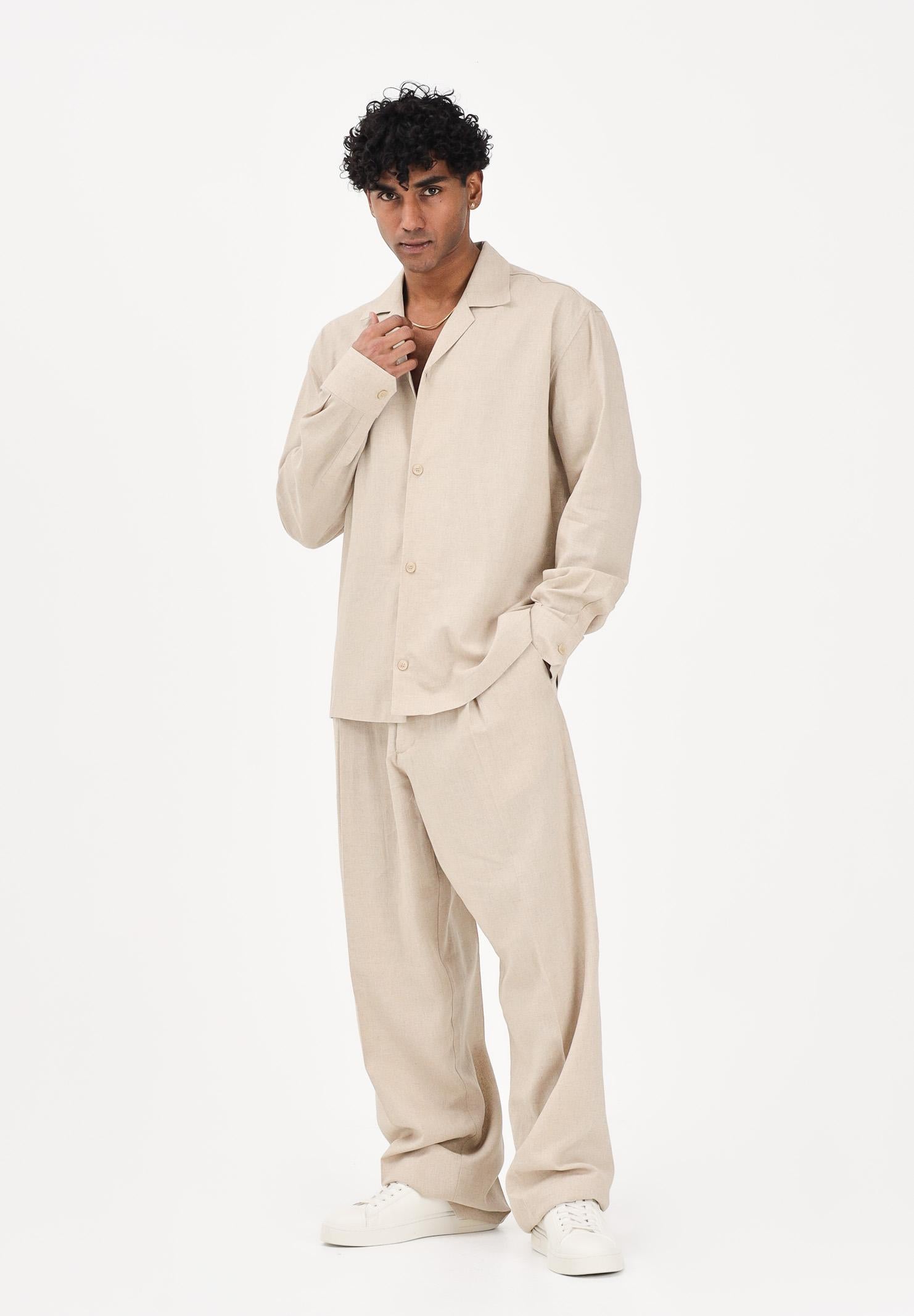 I'M BRIAN Pantalone in lino beige da uomo PA3704 0025 I'M BRIAN